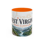 West Virginia State Map Mug | Appalachian Bridge, Rhododendron Accent Coffee Cup