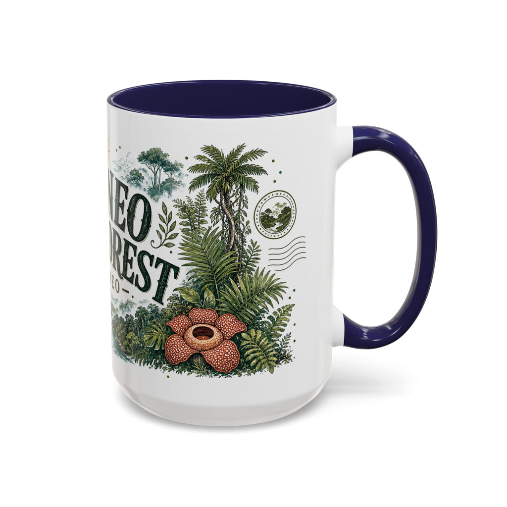 Borneo Rainforest Coffee Mug | Travel Destination Souvenir Gift | Accent Color Ceramic 11oz 15oz