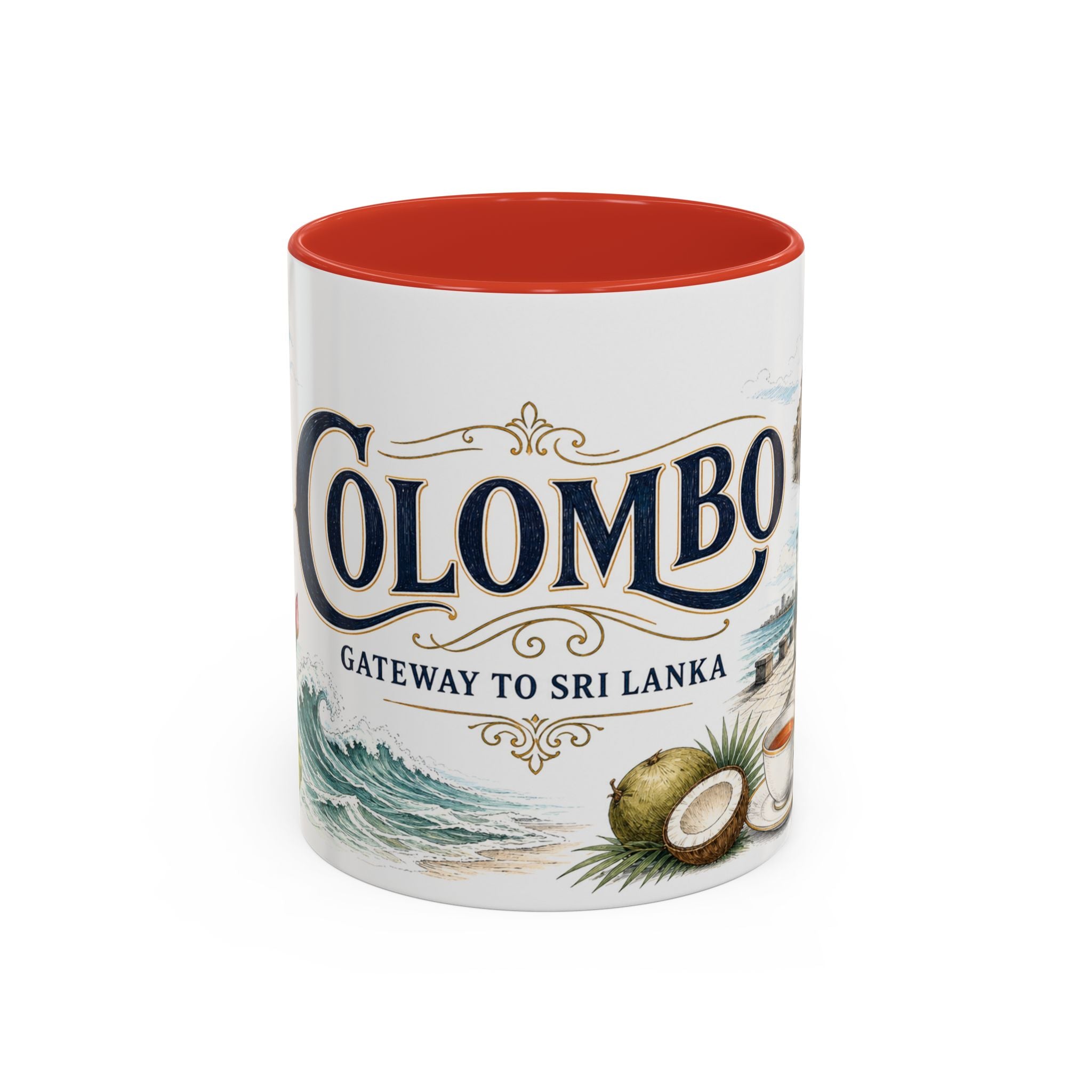 Colombo Coffee Mug | Sri Lanka Travel Souvenir | Vintage Illustrated City Gift | 11 oz 15 oz Accent Mug