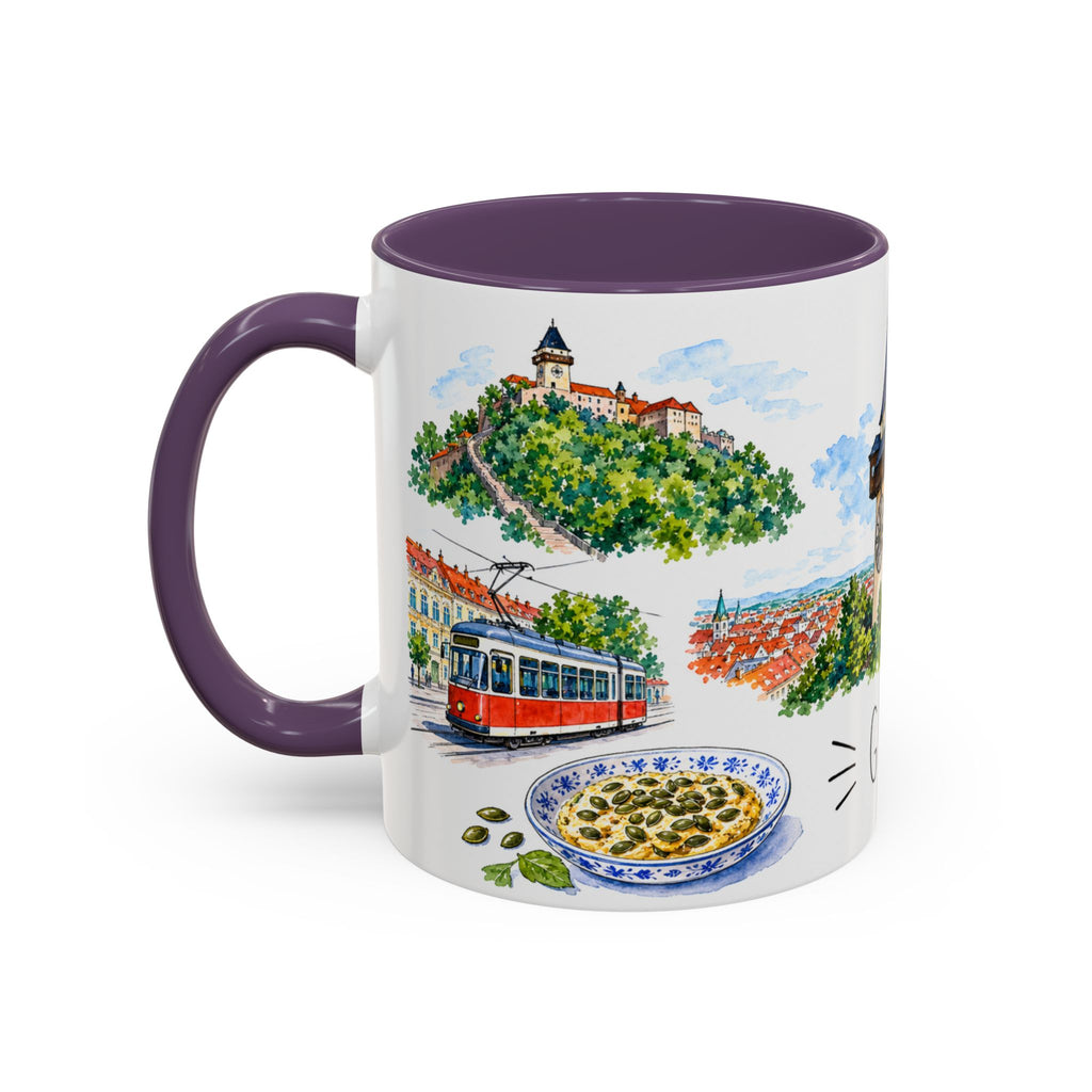 Graz Illustrated Travel Mug | City Souvenir Accent Coffee Mug | 11oz 15oz Ceramic Cup