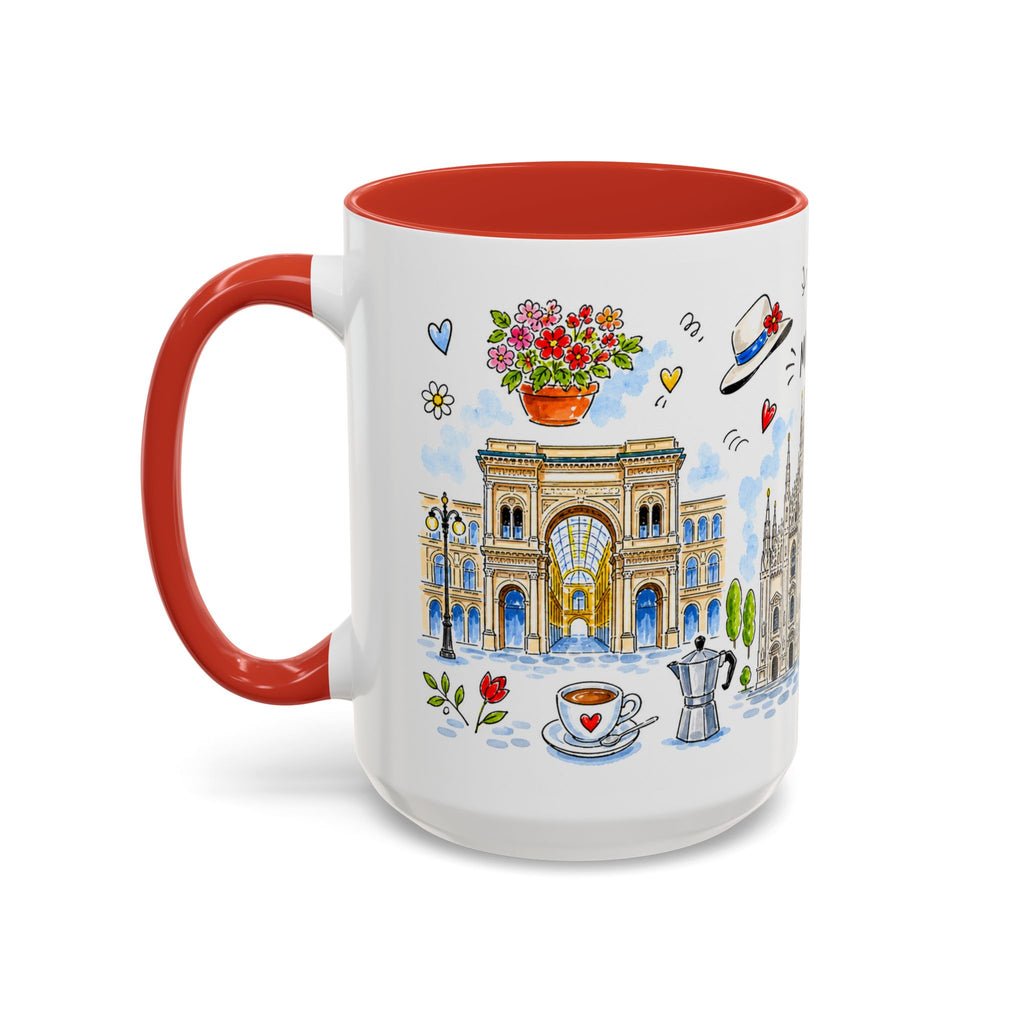 Milan Travel Mug | European City Souvenir Accent Coffee Mug | 11oz 15oz Ceramic Cup