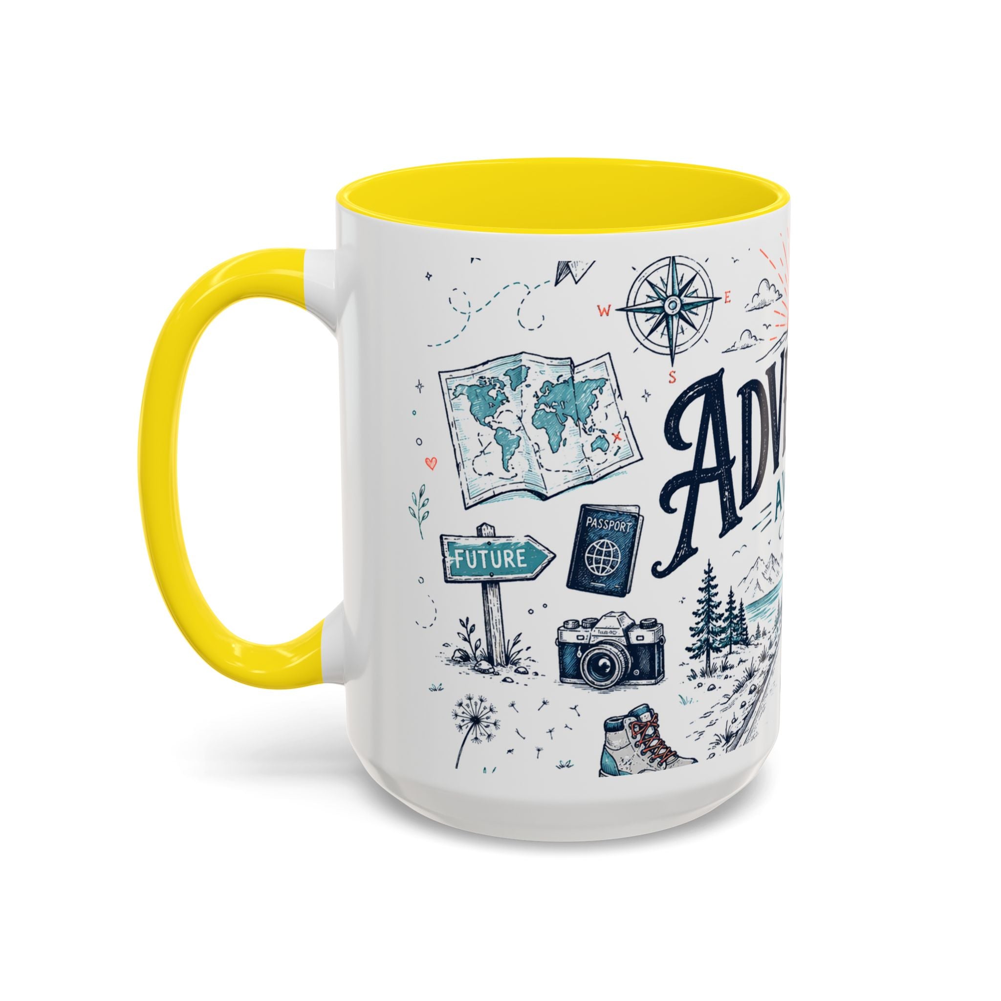 Adventure Awaits Coffee Mug | Class of 2026 Graduation Gift | Accent Color Ceramic 11oz 15oz