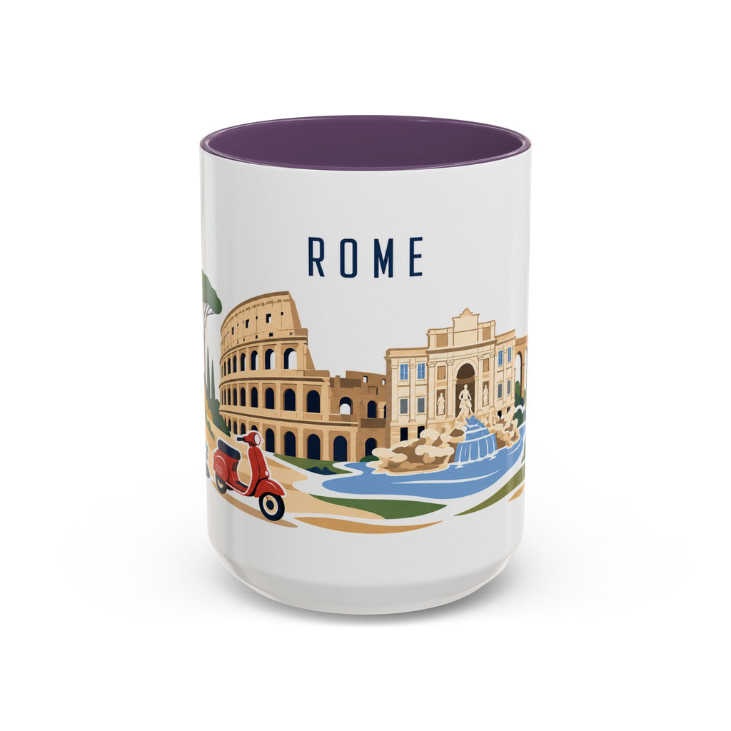 Rome Coffee Mug | Italy Travel Souvenir | Porcelain Decal City Gift | 11oz 15oz Accent Mug