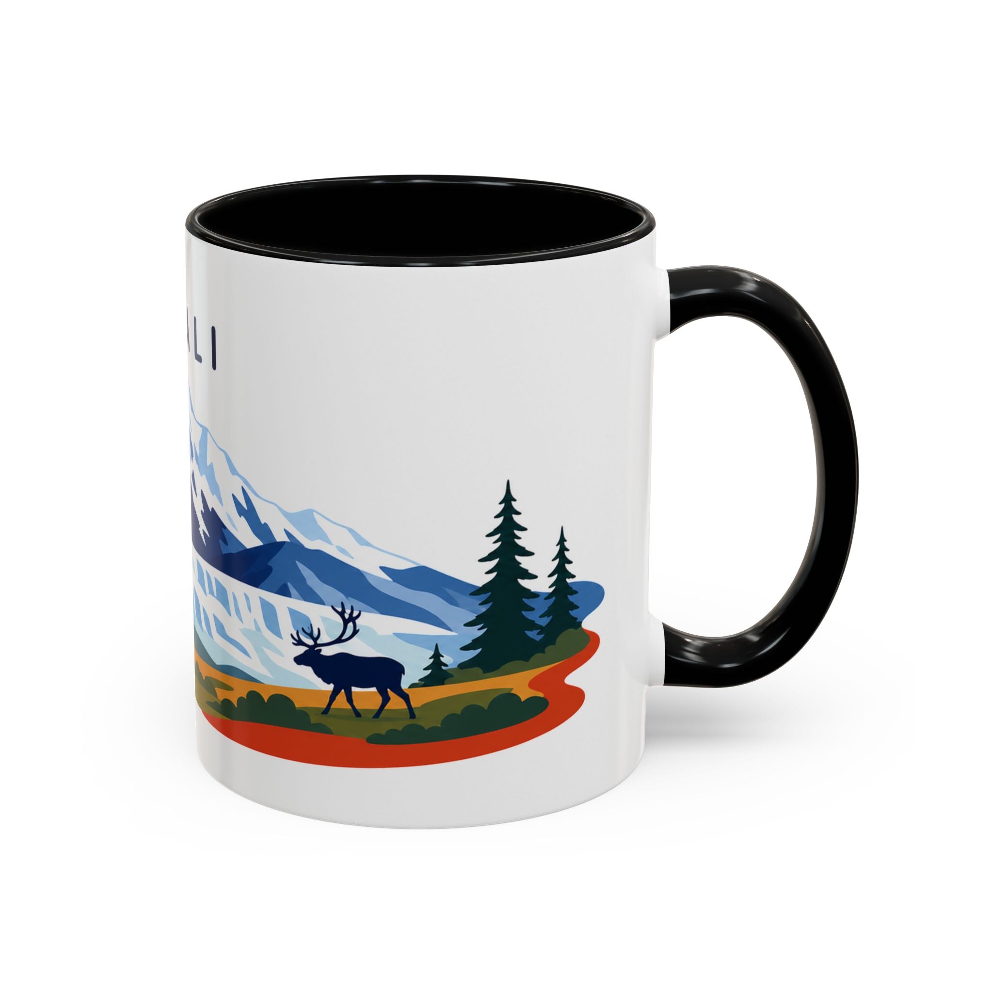 Denali Coffee Mug | Travel Destination Souvenir Gift | Accent Color Ceramic 11oz 15oz