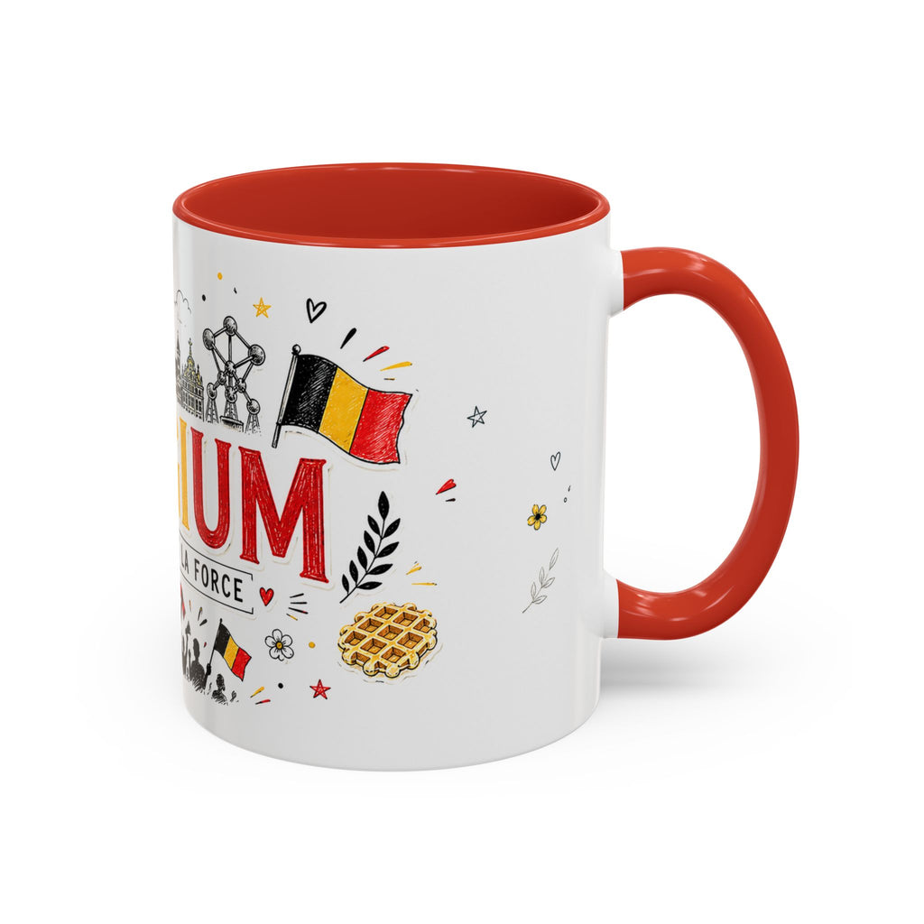 Belgium Soccer Coffee Mug | Soccer Fan Gift | Accent Color Ceramic 11oz 15oz Match Day Cup
