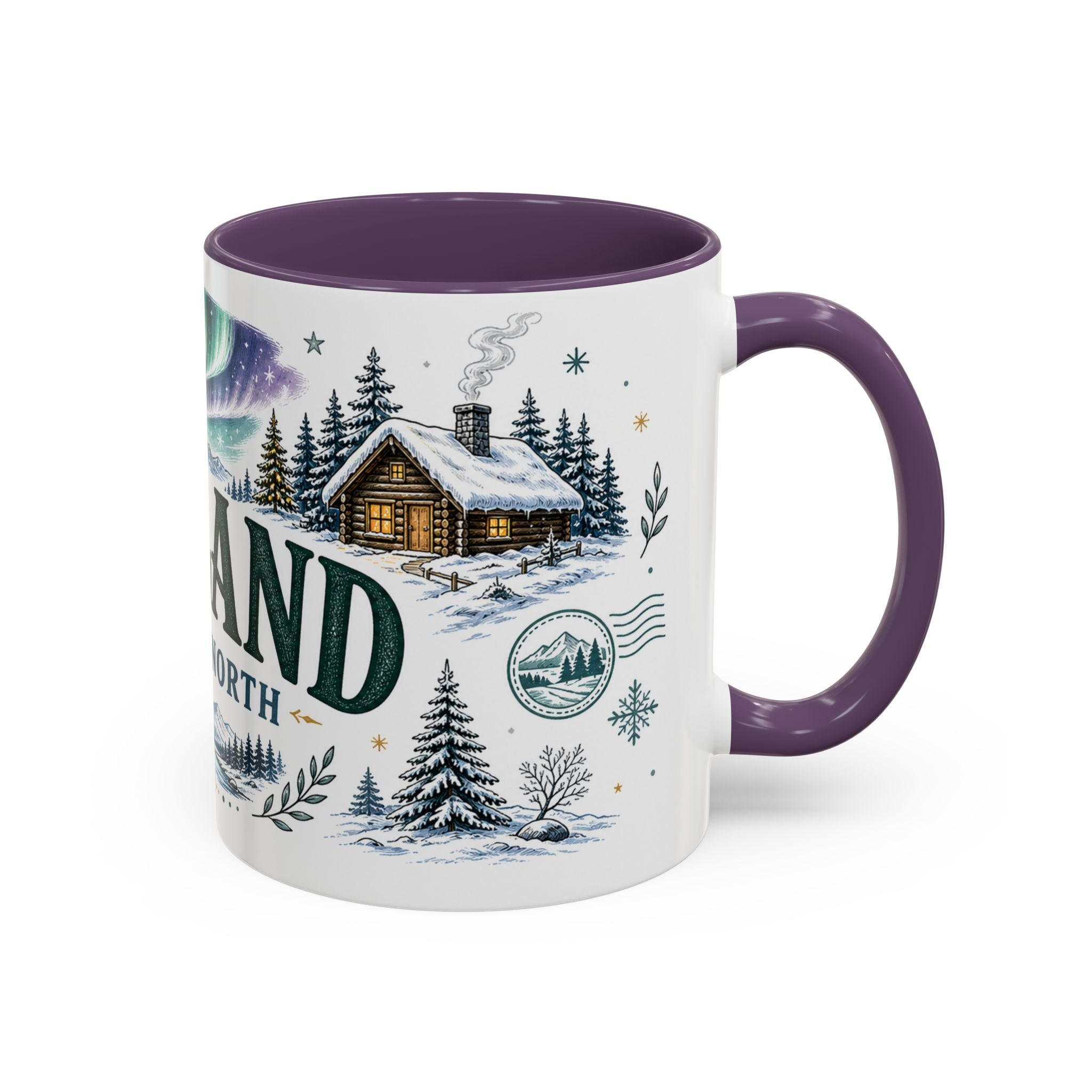Lapland Coffee Mug | Travel Destination Souvenir Gift | Accent Color Ceramic 11oz 15oz