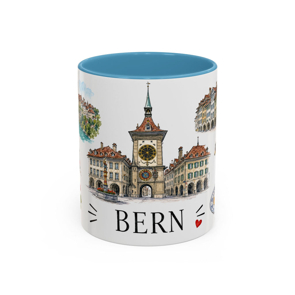 Bern Illustrated Travel Mug | City Souvenir Accent Coffee Mug | 11oz 15oz Ceramic Cup