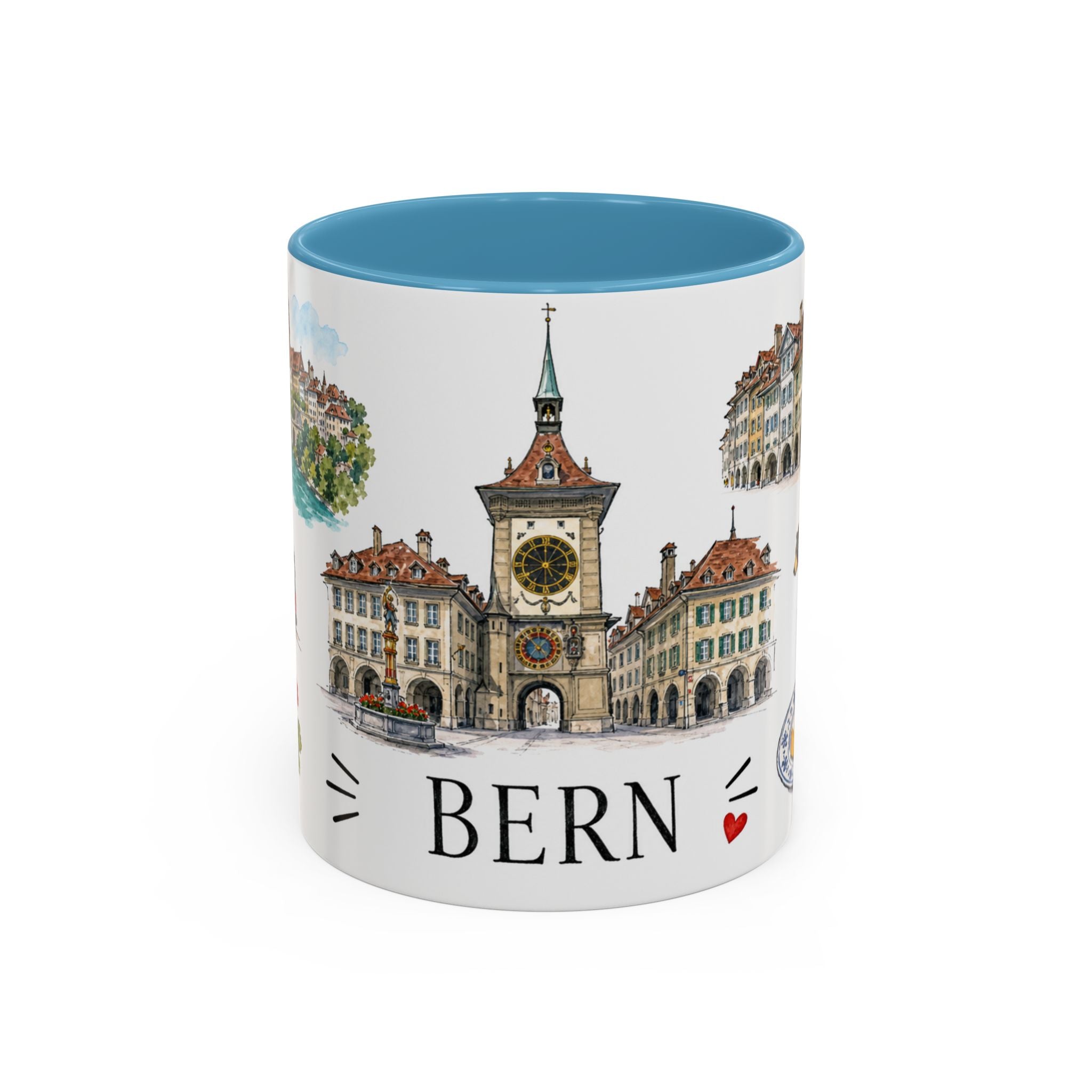 Bern Illustrated Travel Mug | City Souvenir Accent Coffee Mug | 11oz 15oz Ceramic Cup