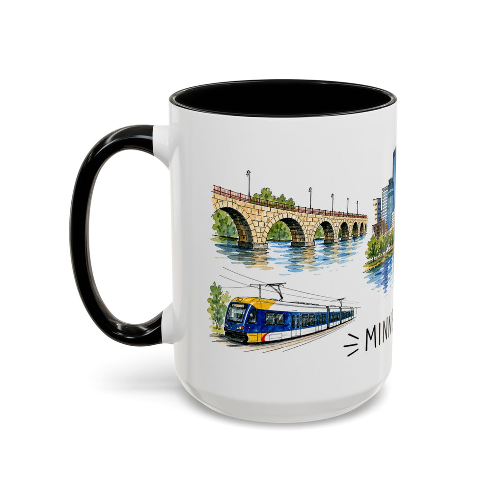 Minneapolis Illustrated Travel Mug | City Souvenir Accent Coffee Mug | 11oz 15oz Ceramic Cup