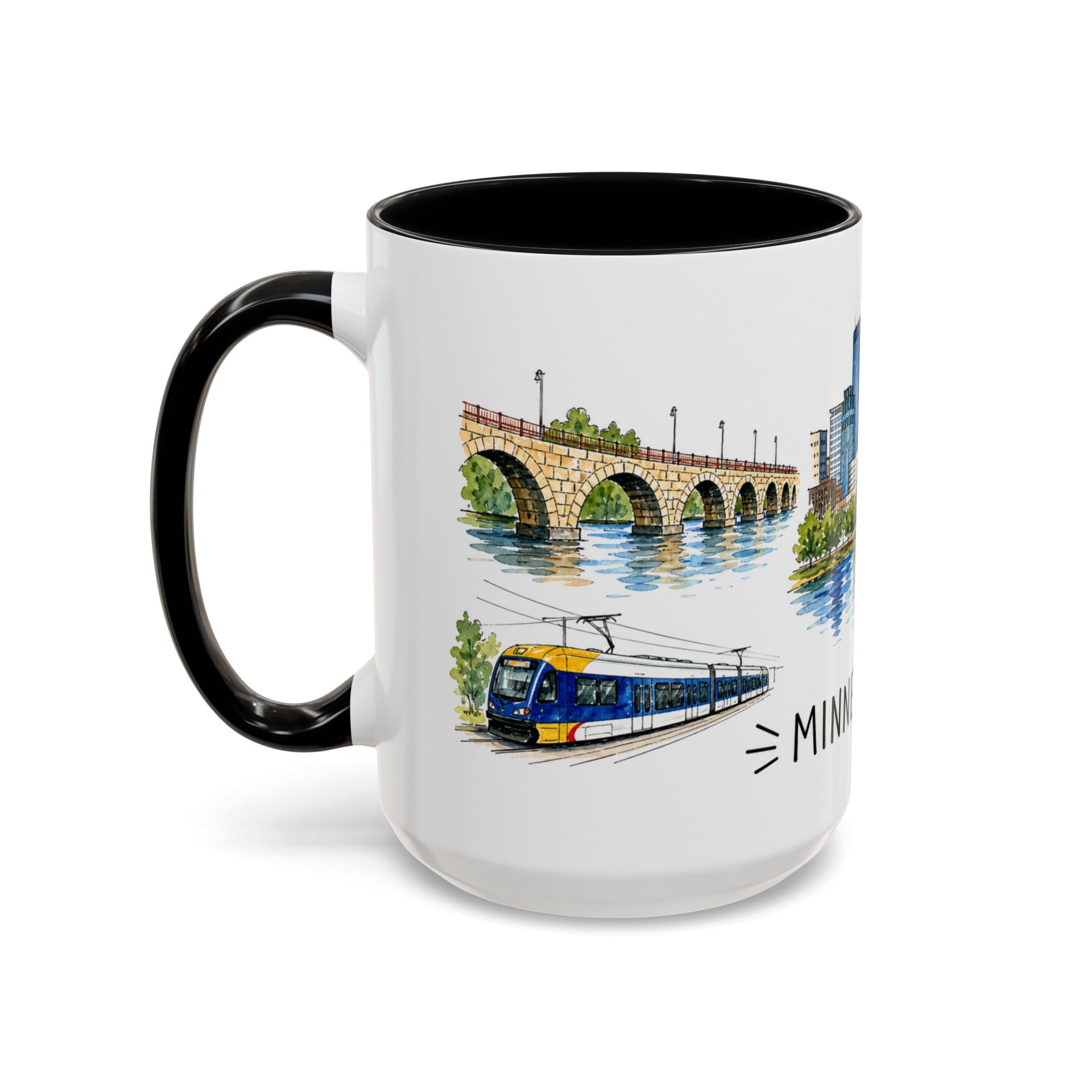 Minneapolis Illustrated Travel Mug | City Souvenir Accent Coffee Mug | 11oz 15oz Ceramic Cup