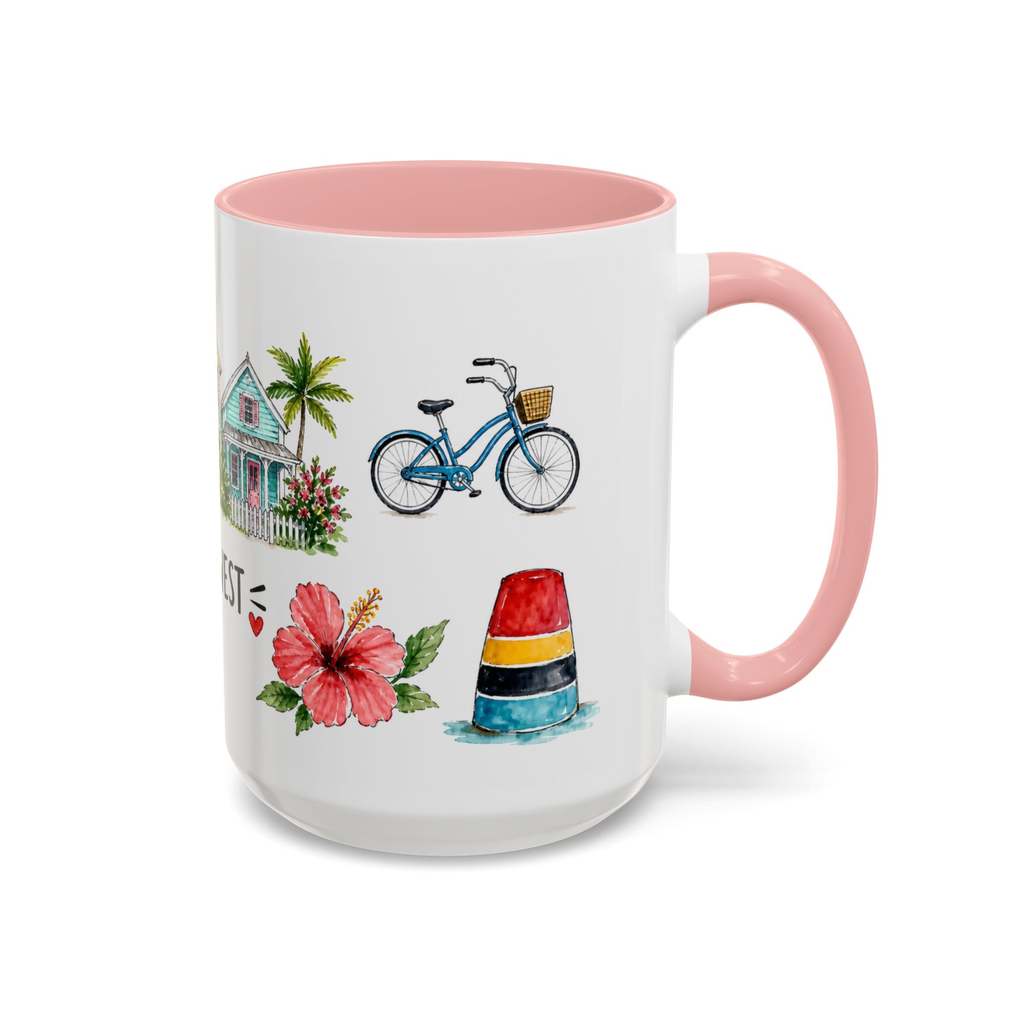 Key West Illustrated Travel Mug | City Souvenir Accent Coffee Mug | 11oz 15oz Ceramic Cup