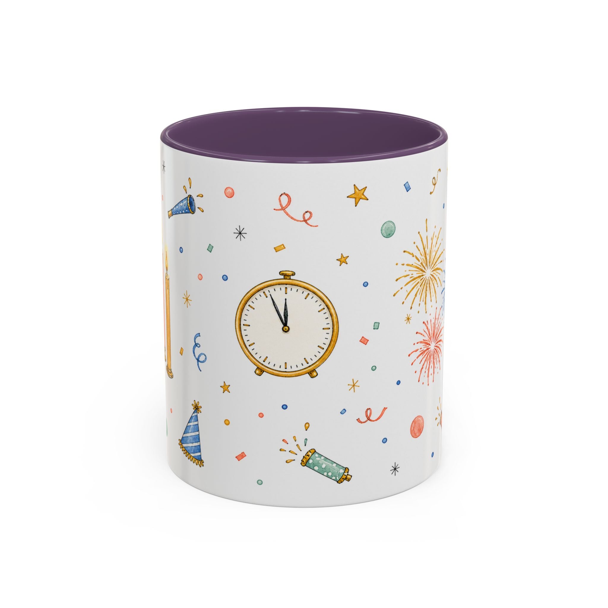 New Year Midnight Mug | Candle Firework Watercolor Party Gift | Accent Cup 11oz 15oz