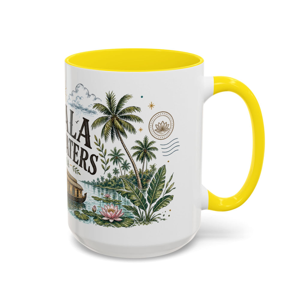 Kerala Backwaters Coffee Mug | Travel Destination Souvenir Gift | Accent Color Ceramic 11oz 15oz
