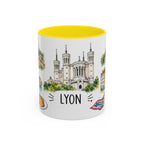 Lyon Illustrated Travel Mug | City Souvenir Accent Coffee Mug | 11oz 15oz Ceramic Cup