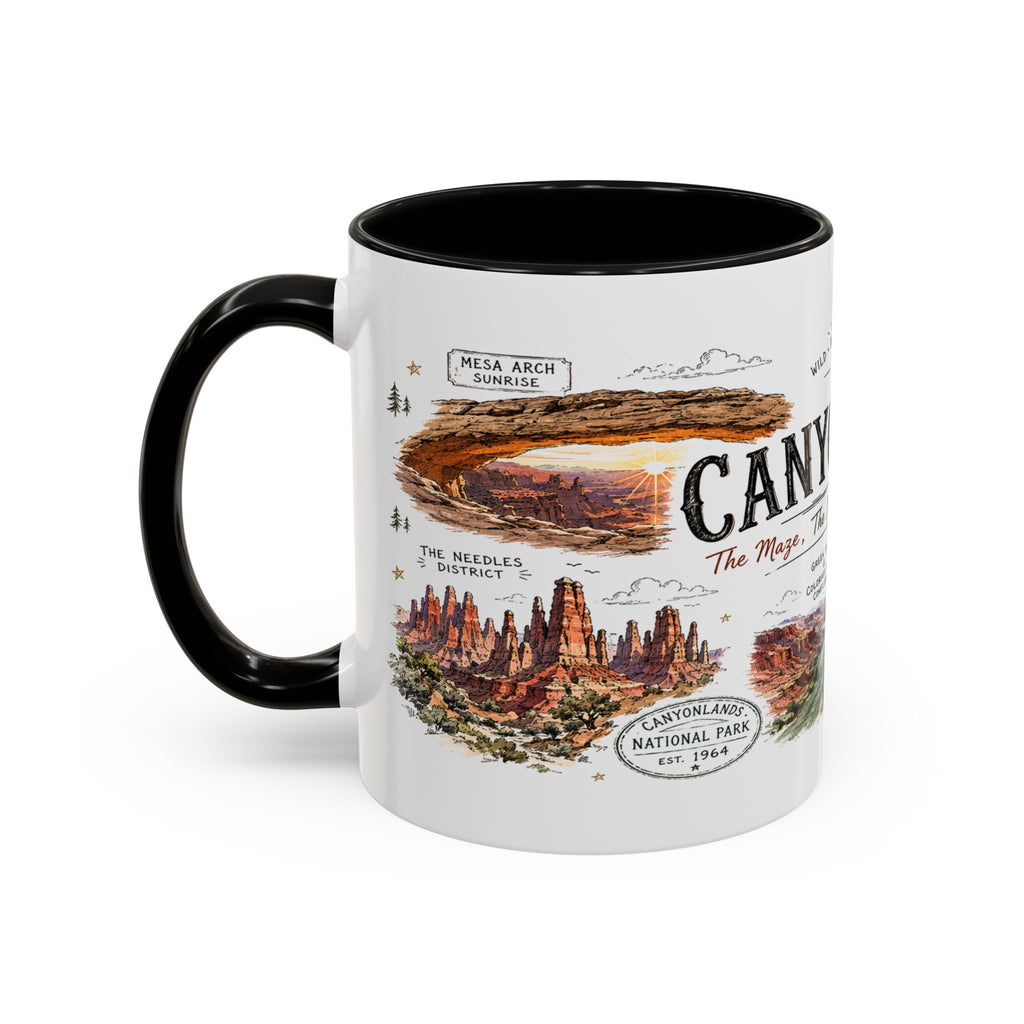 Canyonlands National Park Coffee Mug | Utah Red Rock Desert River Gift | Accent Color Ceramic 11oz 15oz