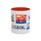Lisbon Coffee Mug | Postage Stamp Collage Mug | Travel Souvenir Accent Cup 11oz 15oz