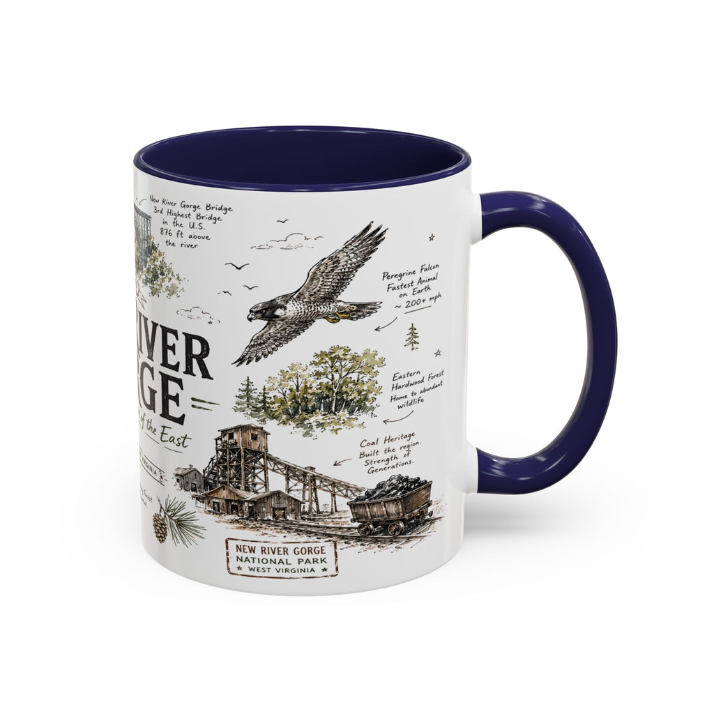 New River Gorge National Park Coffee Mug | West Virginia River Canyon Climbing Gift | Accent Color Ceramic 11oz 15oz