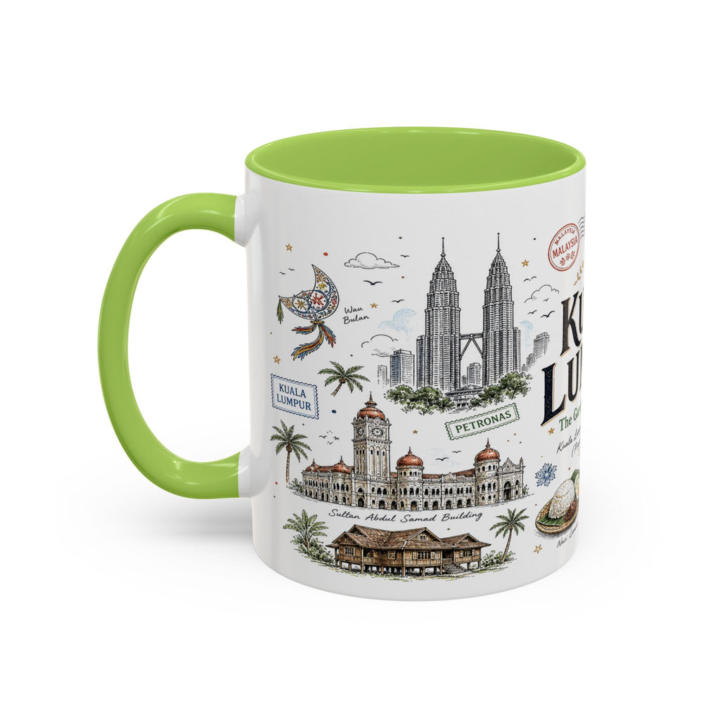 Kuala Lumpur Coffee Mug | Malaysia Souvenir Travel Gift | Accent Color Ceramic 11oz 15oz