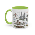 Kuala Lumpur Coffee Mug | Malaysia Souvenir Travel Gift | Accent Color Ceramic 11oz 15oz