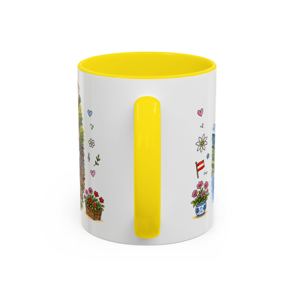 Hallstatt Illustrated Travel Mug | Austria Souvenir Accent Coffee Mug | 11oz 15oz Ceramic Cup