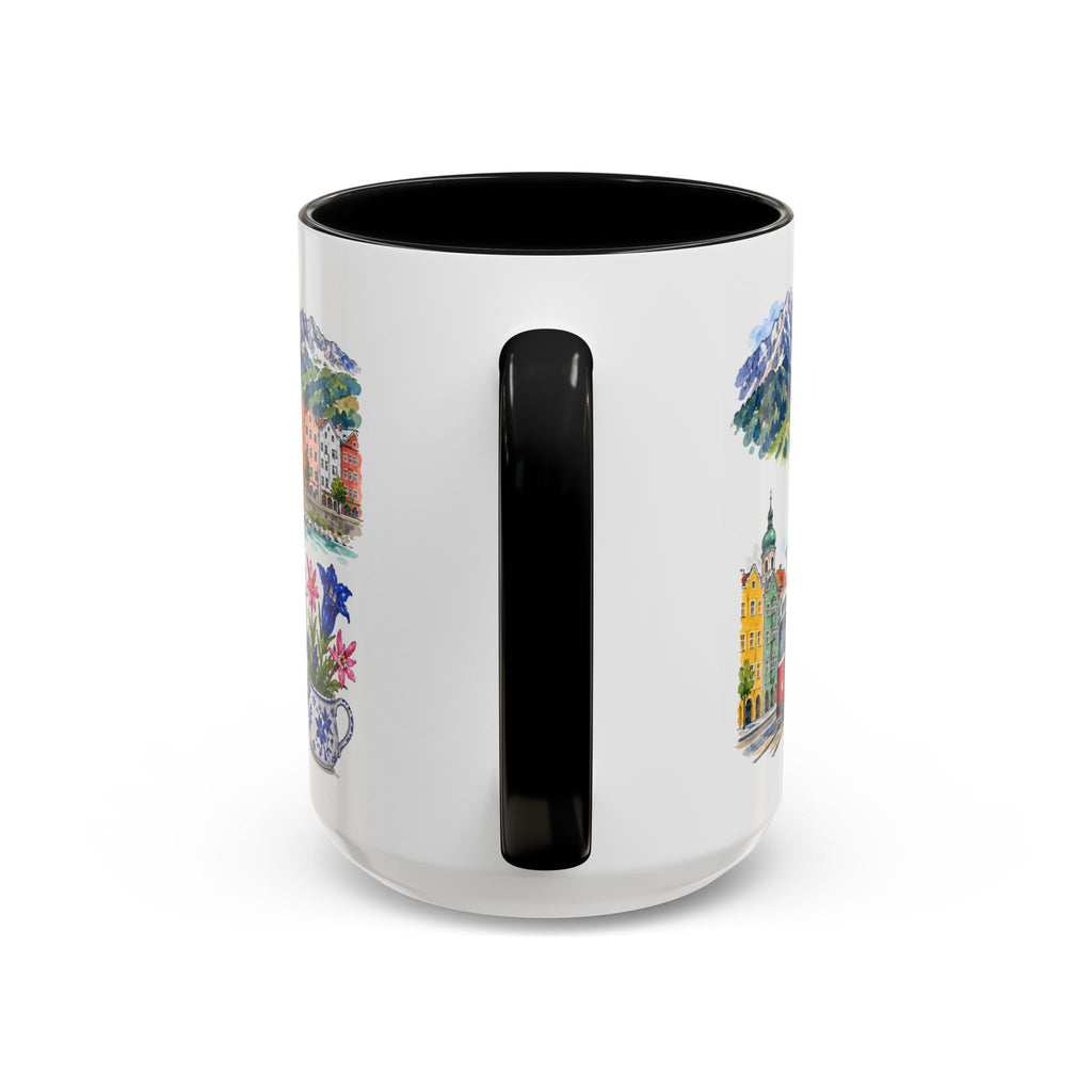 Innsbruck Illustrated Travel Mug | City Souvenir Accent Coffee Mug | 11oz 15oz Ceramic Cup