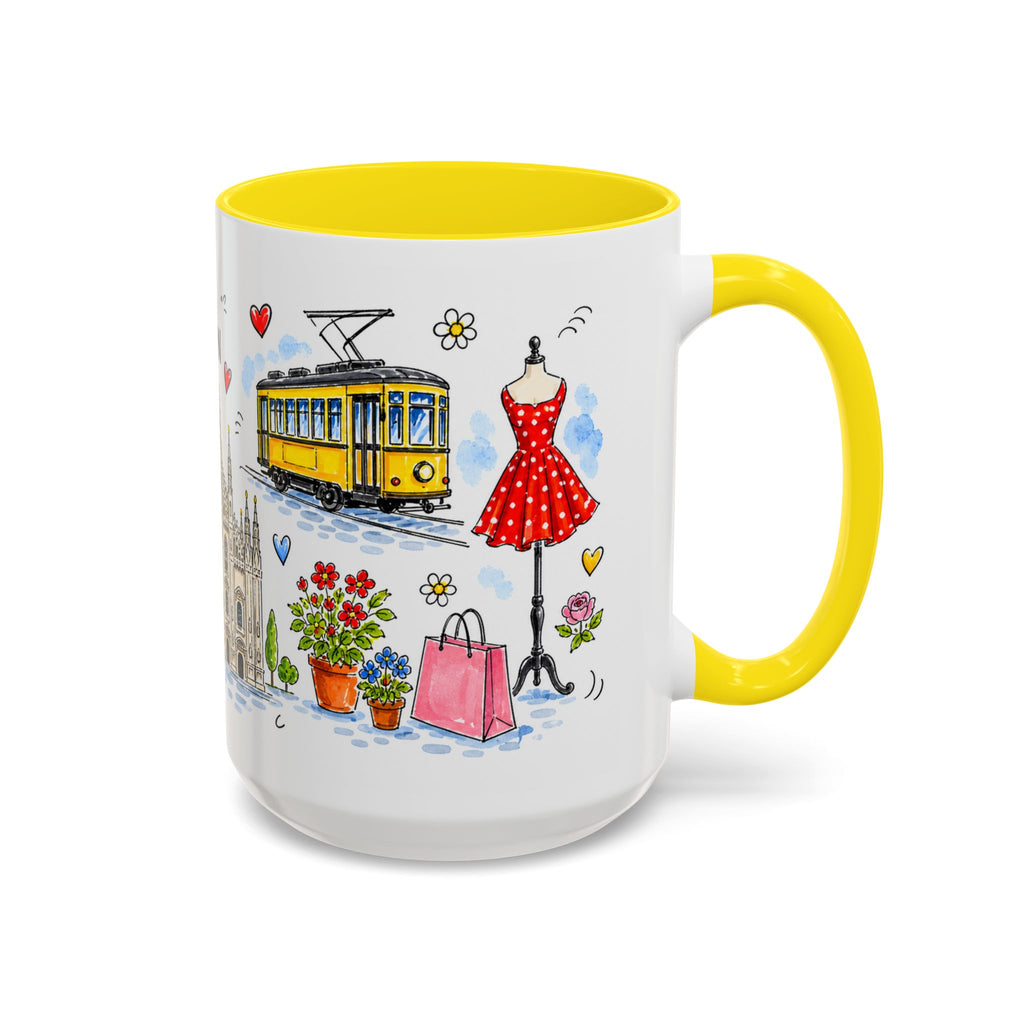 Milan Travel Mug | European City Souvenir Accent Coffee Mug | 11oz 15oz Ceramic Cup