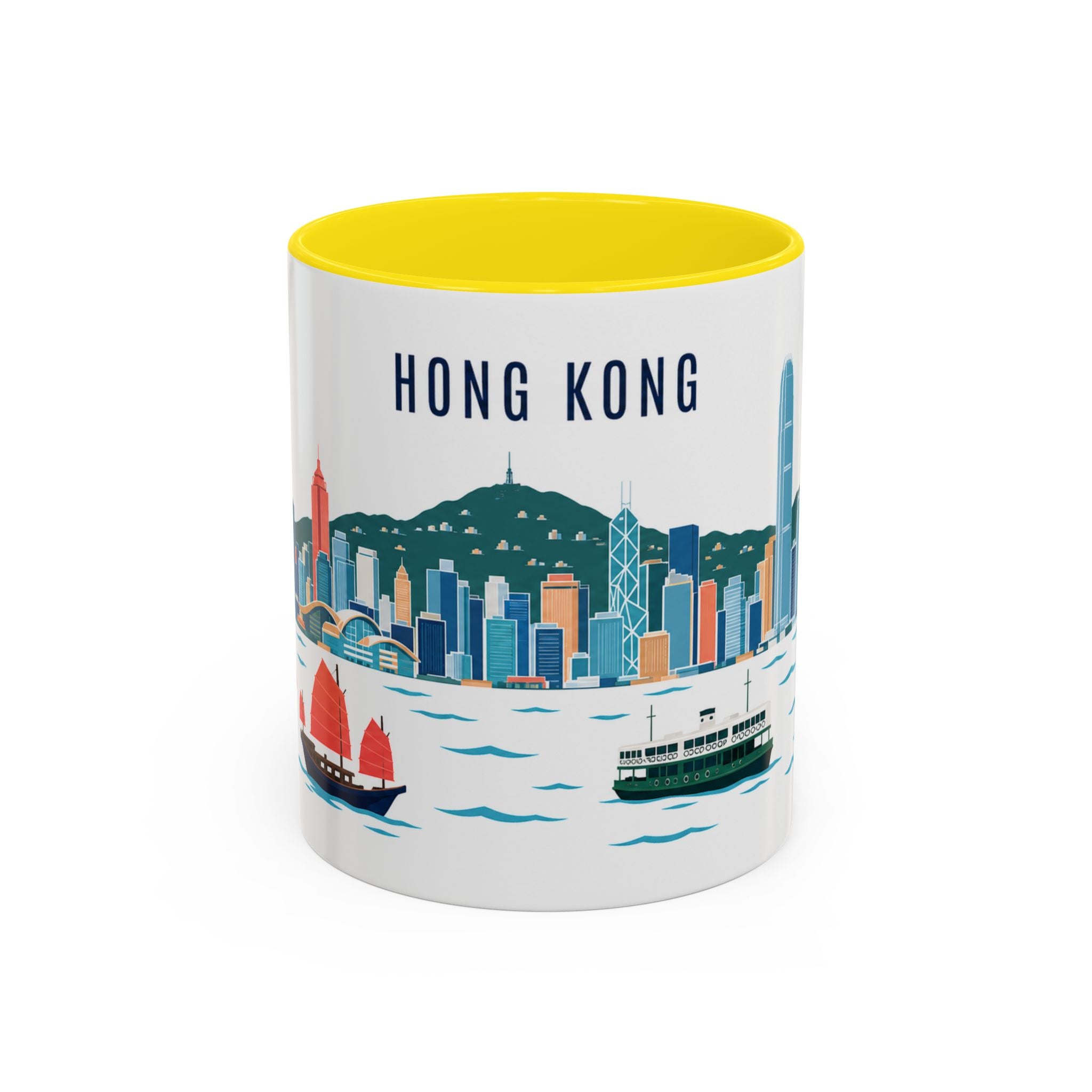 Hong Kong Coffee Mug | Hong Kong Travel Souvenir | Porcelain Decal City Gift | 11oz 15oz Accent Mug