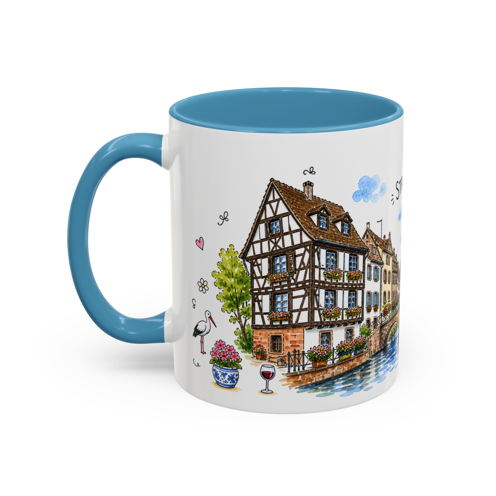 Strasbourg Illustrated Travel Mug | France Souvenir Accent Coffee Mug | 11oz 15oz Ceramic Cup