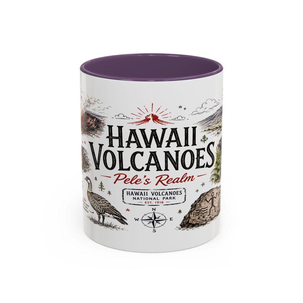 Hawaii Volcanoes National Park Coffee Mug | Hawaii Big Island Lava Volcano Gift | Accent Color Ceramic 11oz 15oz
