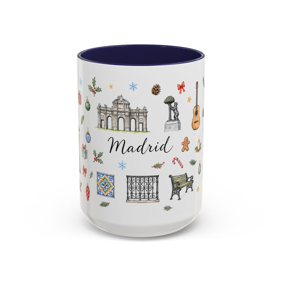 Madrid Christmas Mug | Watercolor City Souvenir, Travel Memories, Ceramic Coffee Cup