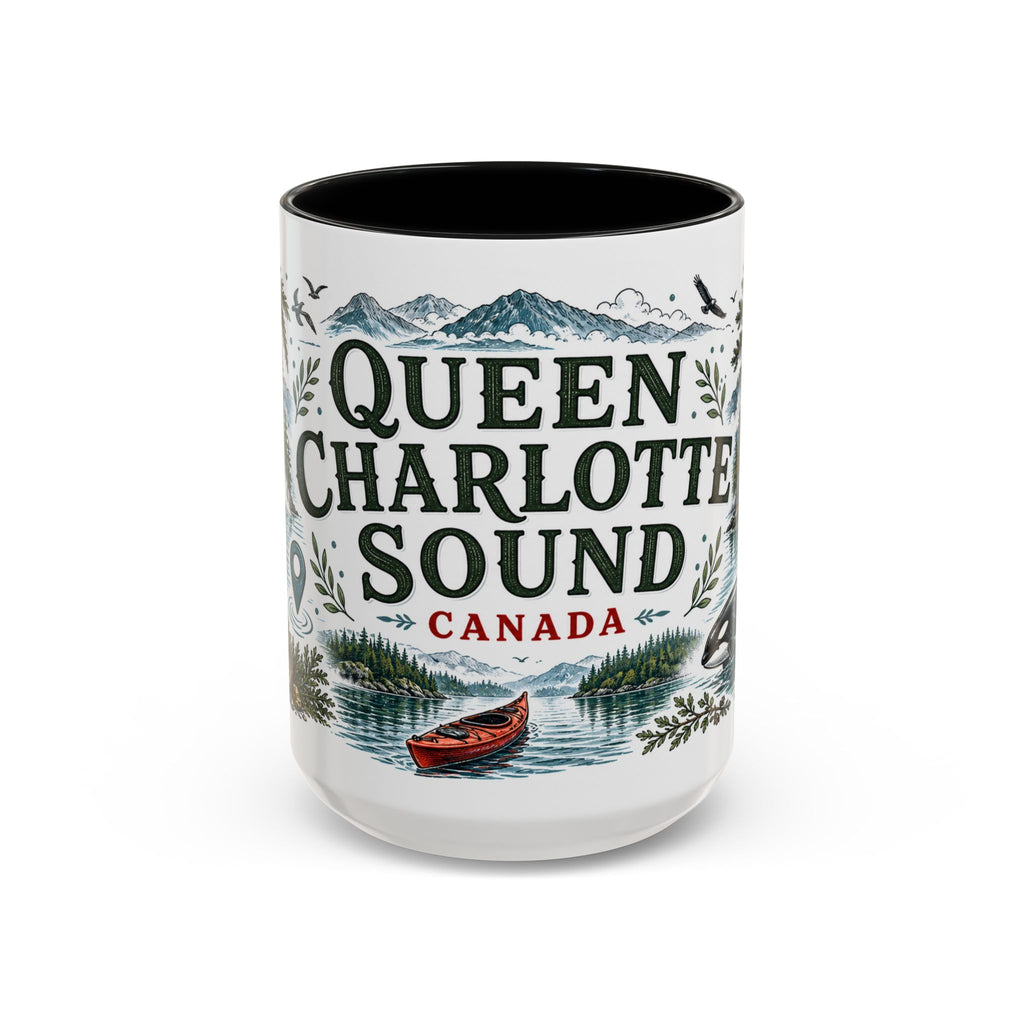 Queen Charlotte Sound Coffee Mug | Travel Destination Souvenir Gift | Accent Color Ceramic 11oz 15oz