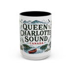 Queen Charlotte Sound Coffee Mug | Travel Destination Souvenir Gift | Accent Color Ceramic 11oz 15oz