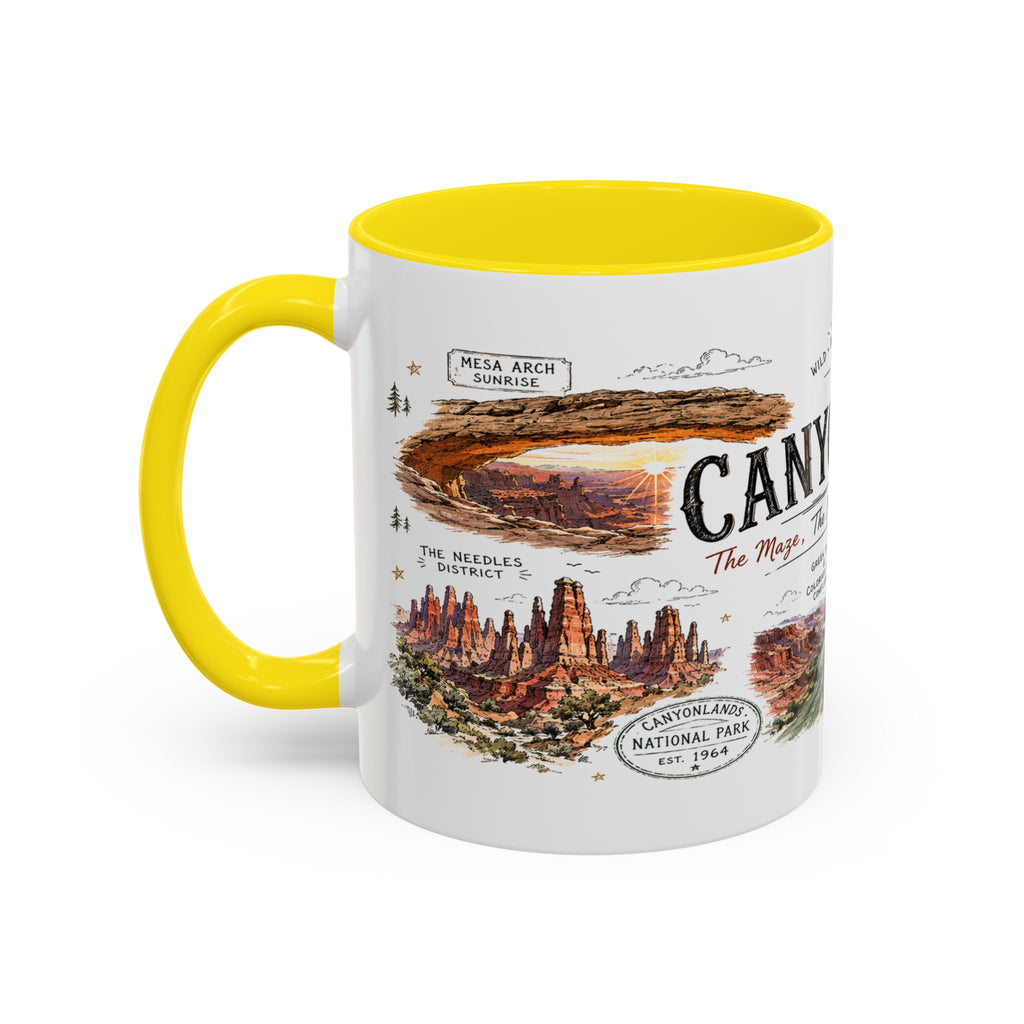 Canyonlands National Park Coffee Mug | Utah Red Rock Desert River Gift | Accent Color Ceramic 11oz 15oz