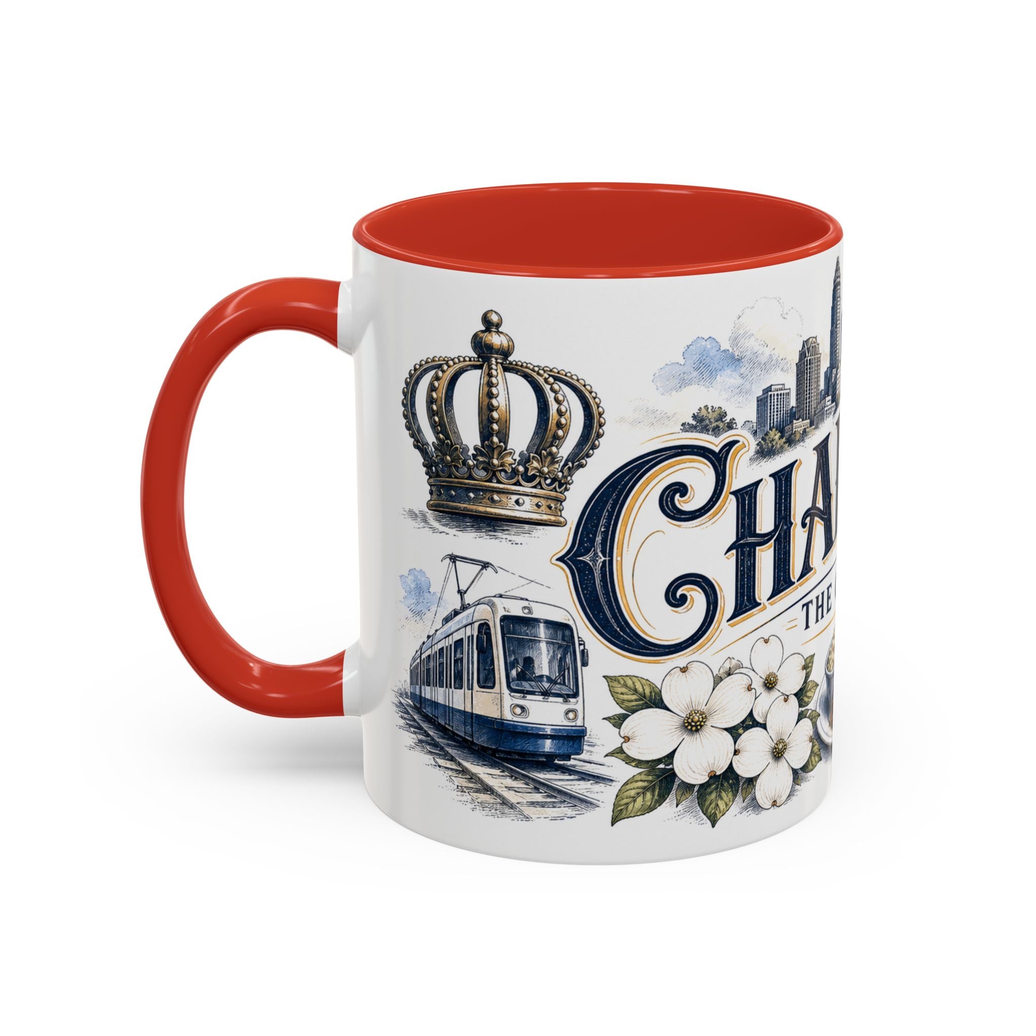 Charlotte Coffee Mug | United States Travel Souvenir | Vintage Illustrated City Gift | 11 oz 15 oz Accent Mug