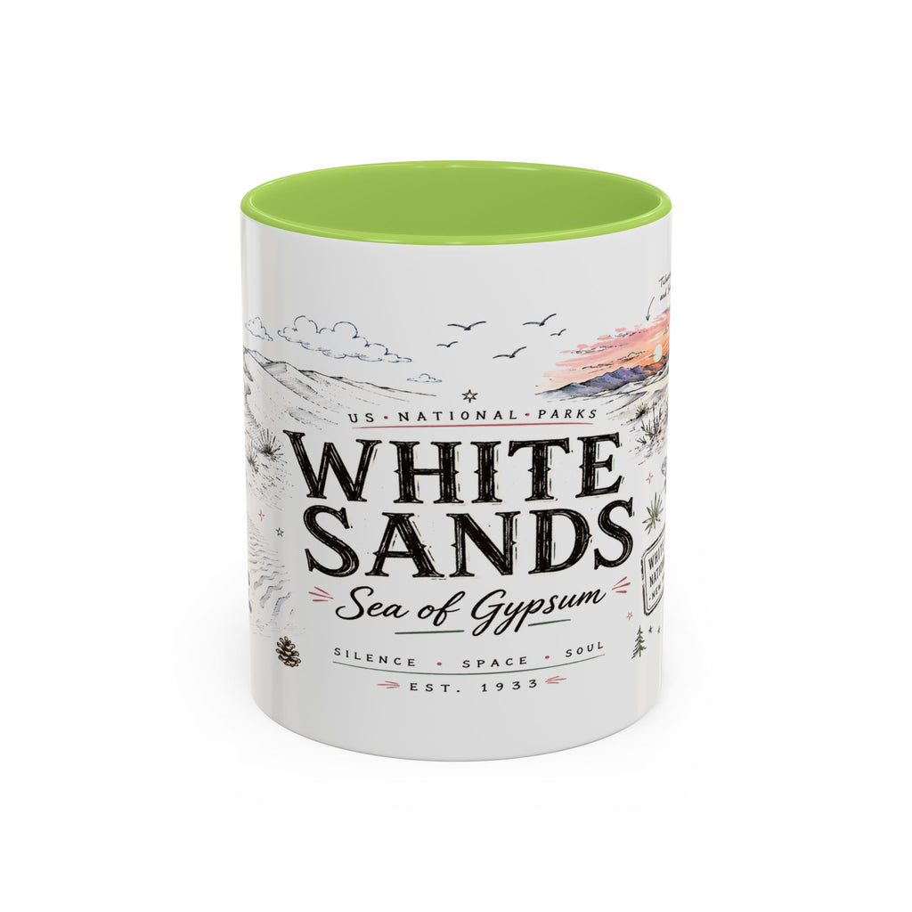 White Sands National Park Coffee Mug | New Mexico Desert Sand Dunes Gift | Accent Color Ceramic 11oz 15oz