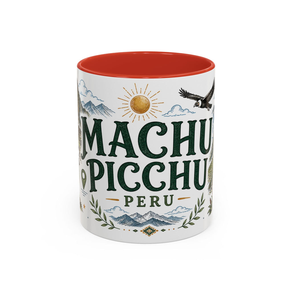 Machu Picchu Coffee Mug | Travel Destination Souvenir Gift | Accent Color Ceramic 11oz 15oz