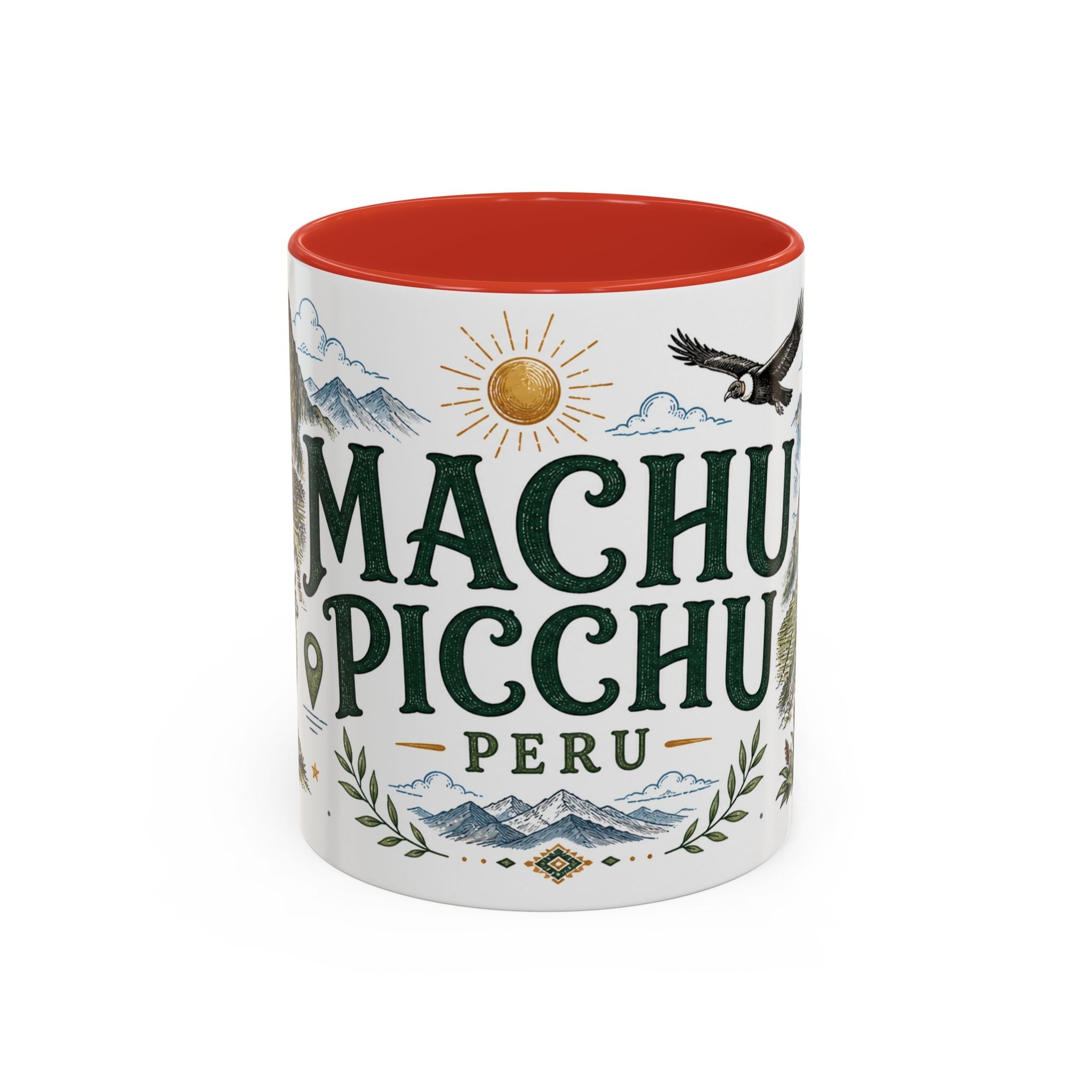 Machu Picchu Coffee Mug | Travel Destination Souvenir Gift | Accent Color Ceramic 11oz 15oz