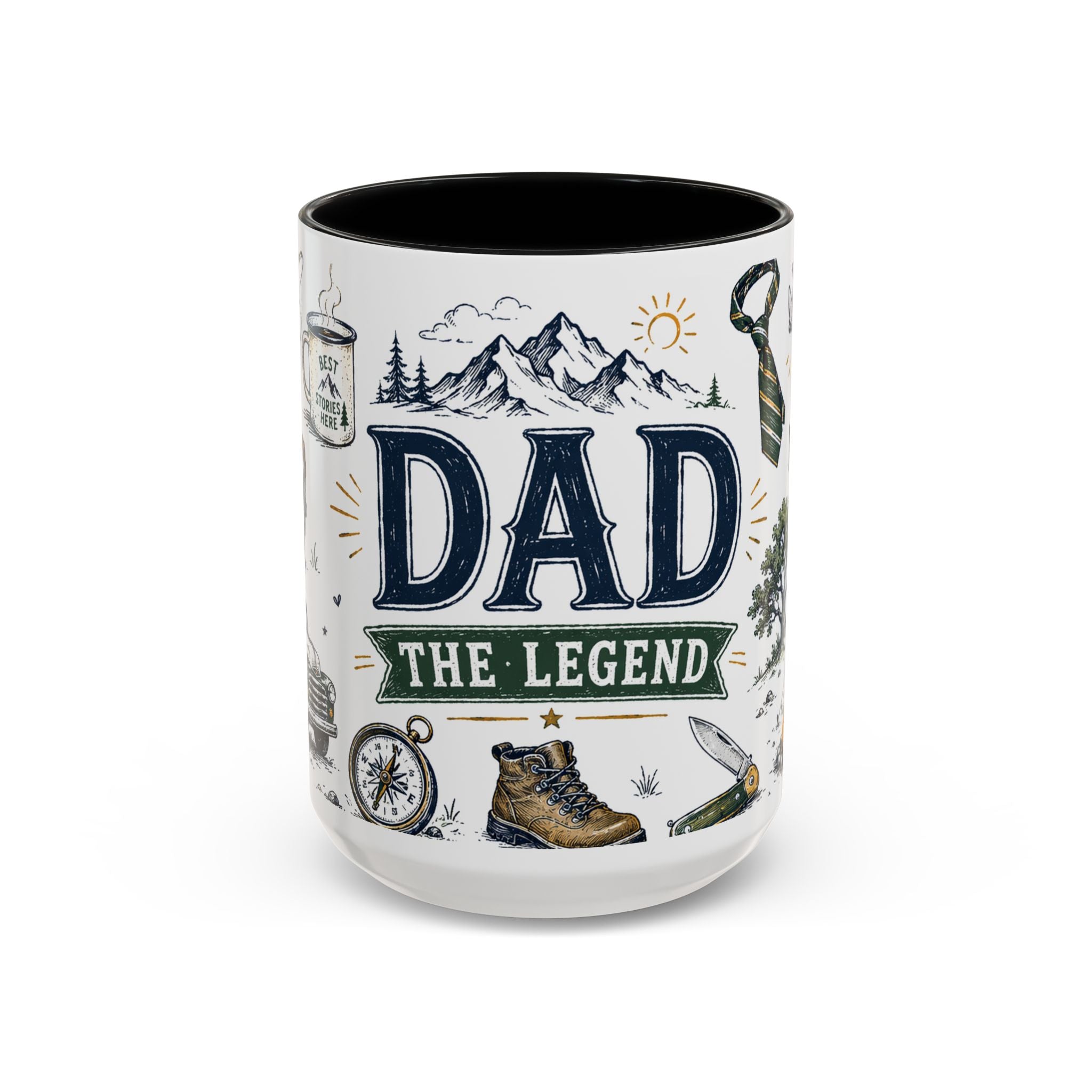 Dad The Legend Coffee Mug | Father's Day Gift for Dad | Accent Color Ceramic 11oz 15oz