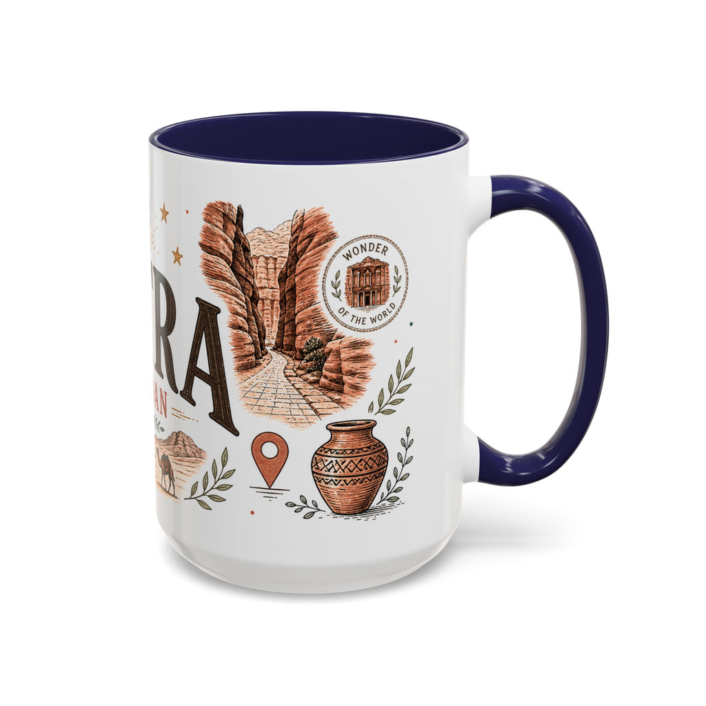 Petra Coffee Mug | Travel Destination Souvenir Gift | Accent Color Ceramic 11oz 15oz