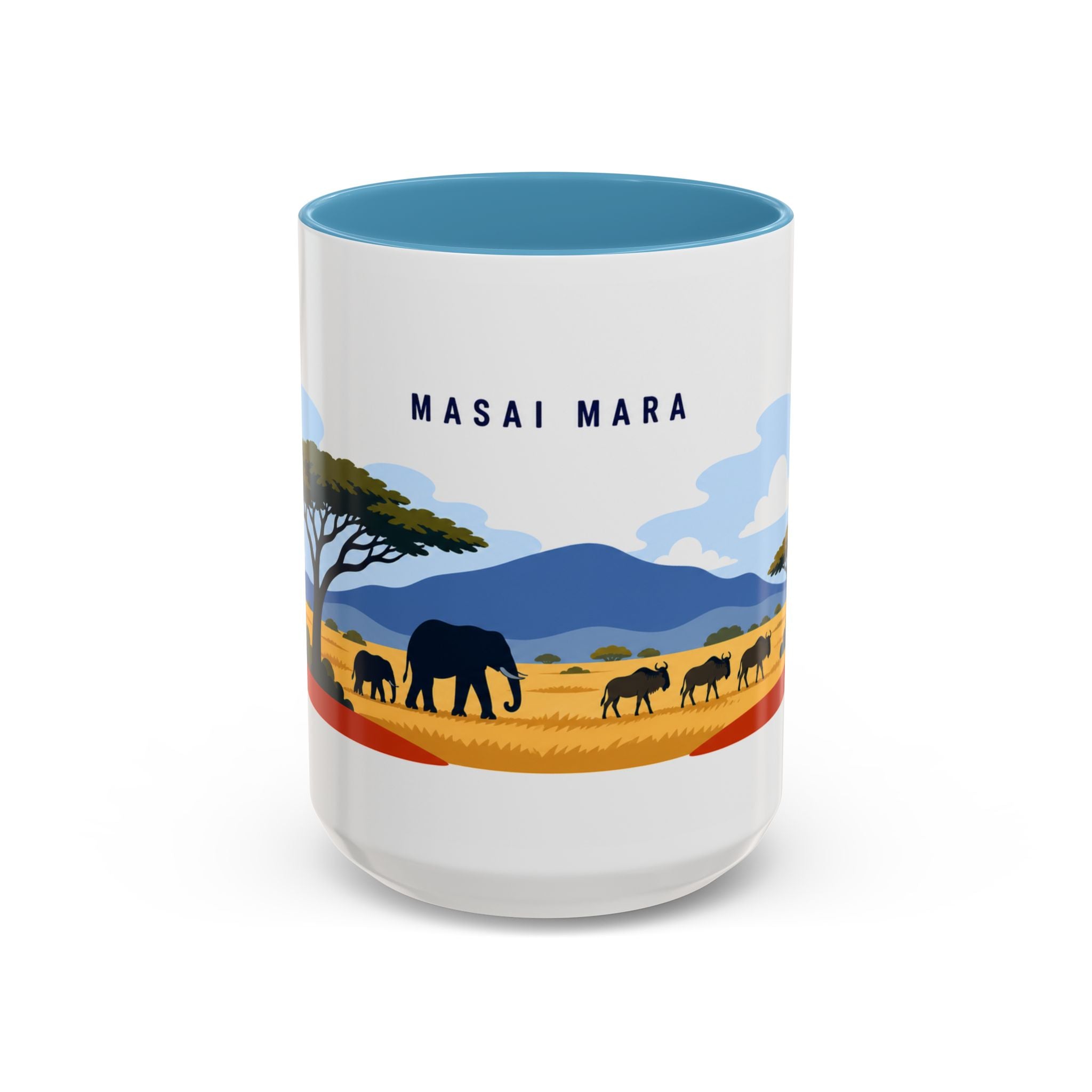 Masai Mara Coffee Mug | Travel Destination Souvenir Gift | Accent Color Ceramic 11oz 15oz