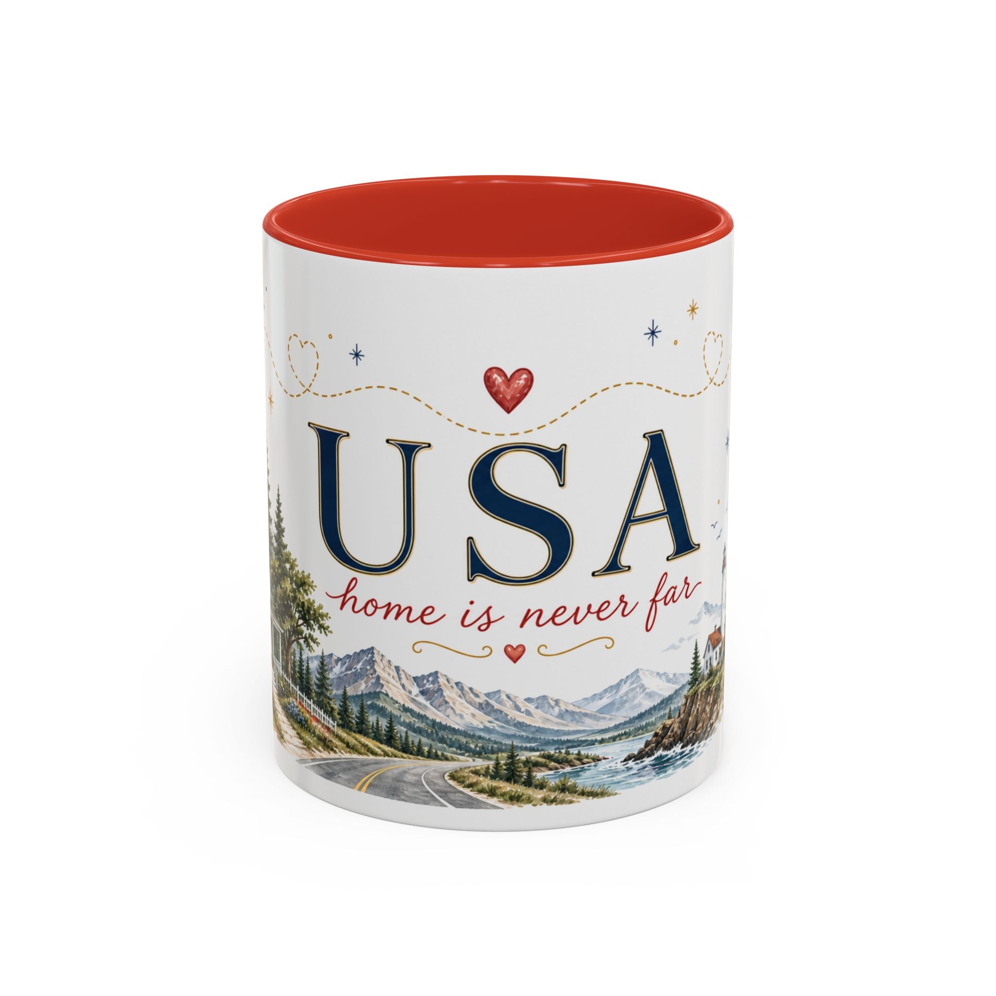 USA Home Country Mug | Moving Away Gift | Long Distance Friendship | 11 oz 15 oz Accent Mug