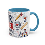 Super Teacher Coffee Mug | All Heroes Wear Capes Teacher Gift | Accent Color Ceramic 11oz 15oz