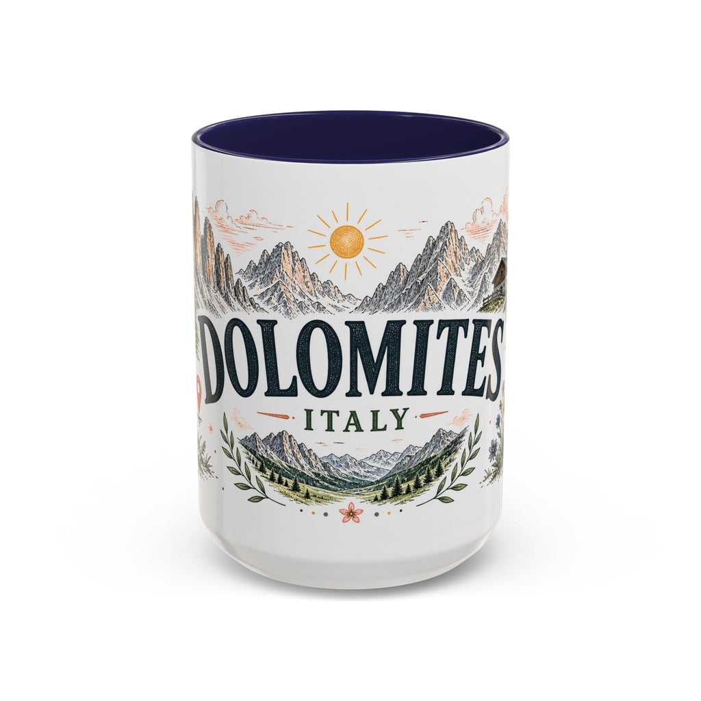 Dolomites Coffee Mug | Travel Destination Souvenir Gift | Accent Color Ceramic 11oz 15oz