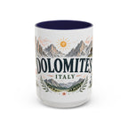 Dolomites Coffee Mug | Travel Destination Souvenir Gift | Accent Color Ceramic 11oz 15oz