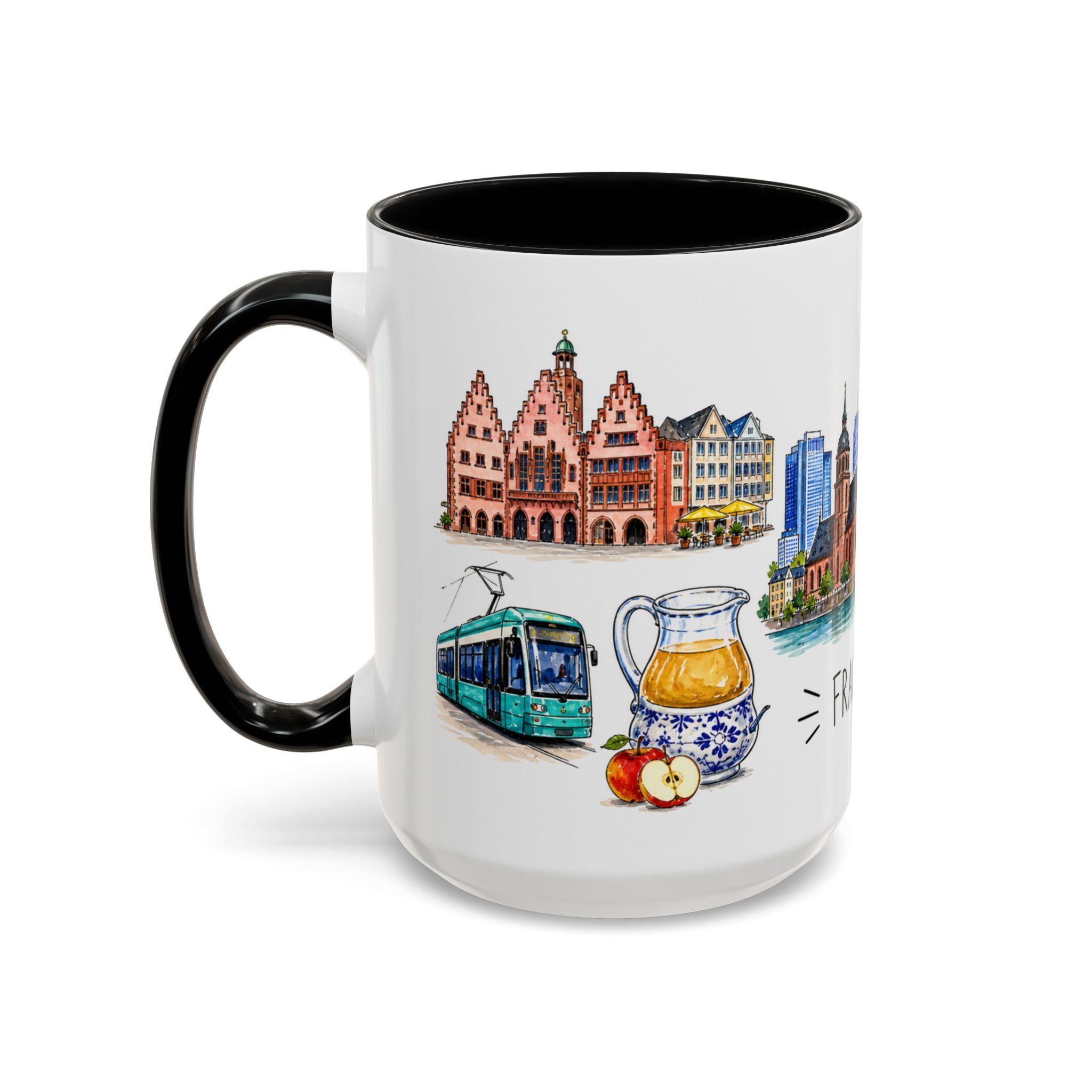 Frankfurt Illustrated Travel Mug | City Souvenir Accent Coffee Mug | 11oz 15oz Ceramic Cup
