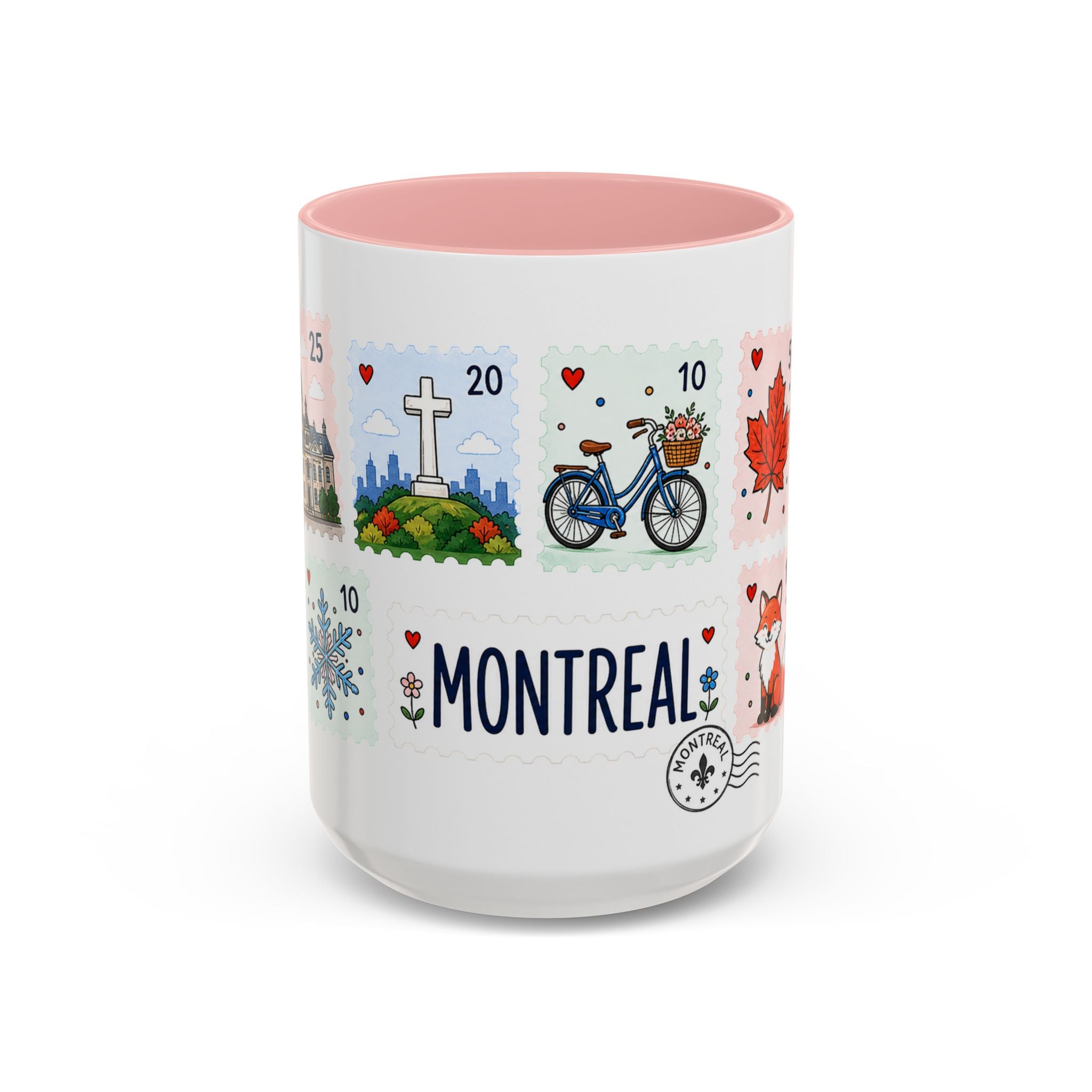 Montreal Coffee Mug | Postage Stamp Collage Mug | Travel Souvenir Accent Cup 11oz 15oz