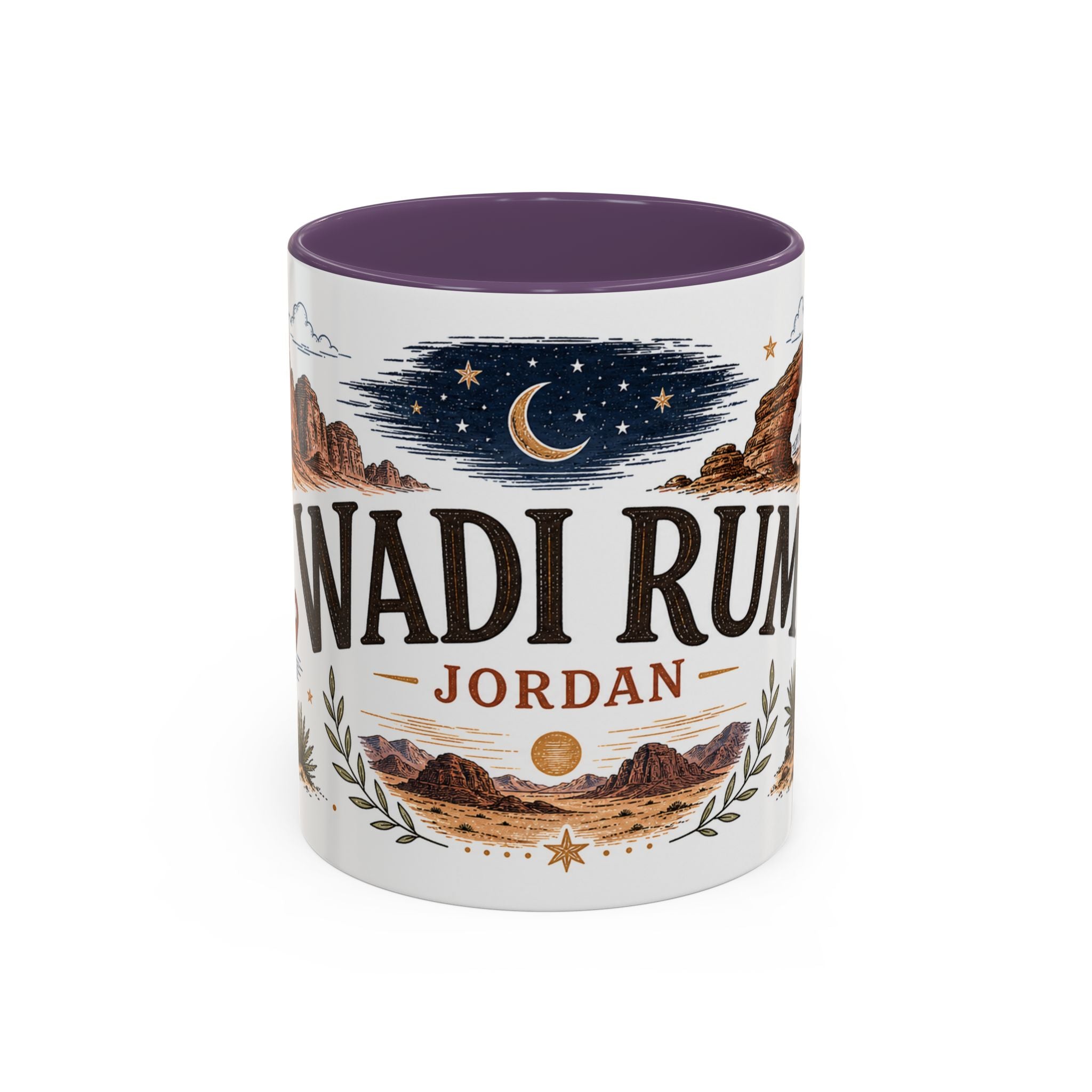 Wadi Rum Coffee Mug | Travel Destination Souvenir Gift | Accent Color Ceramic 11oz 15oz