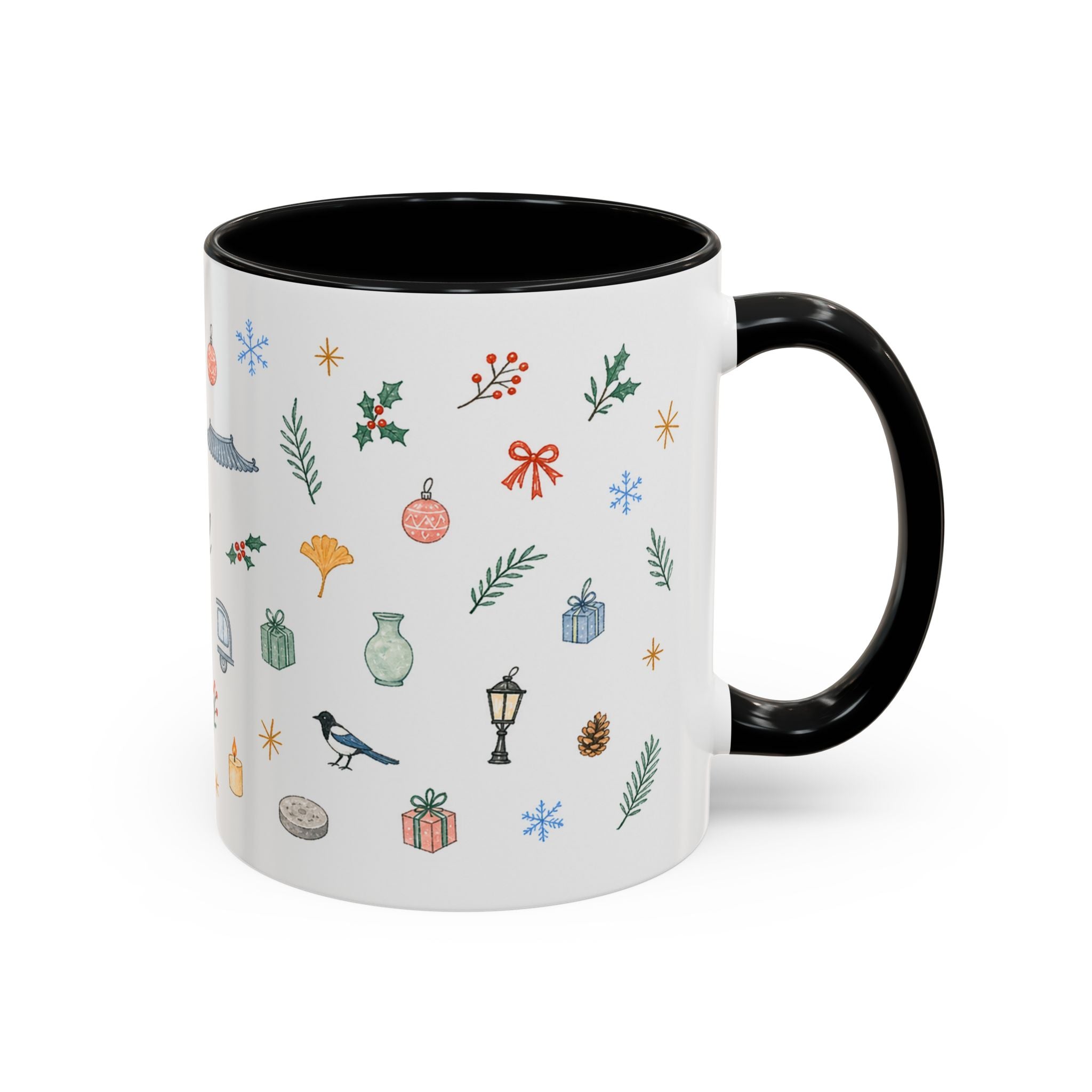 Seoul Christmas Mug | Watercolor Travel Souvenir | Holiday Gift | Accent Ceramic Coffee Cup 11oz 15oz