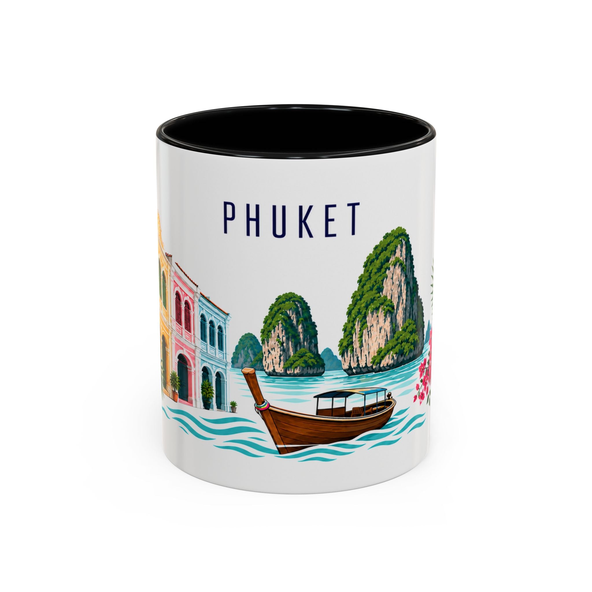 Phuket Coffee Mug | Thailand Travel Souvenir | Porcelain Decal City Gift | 11oz 15oz Accent Mug
