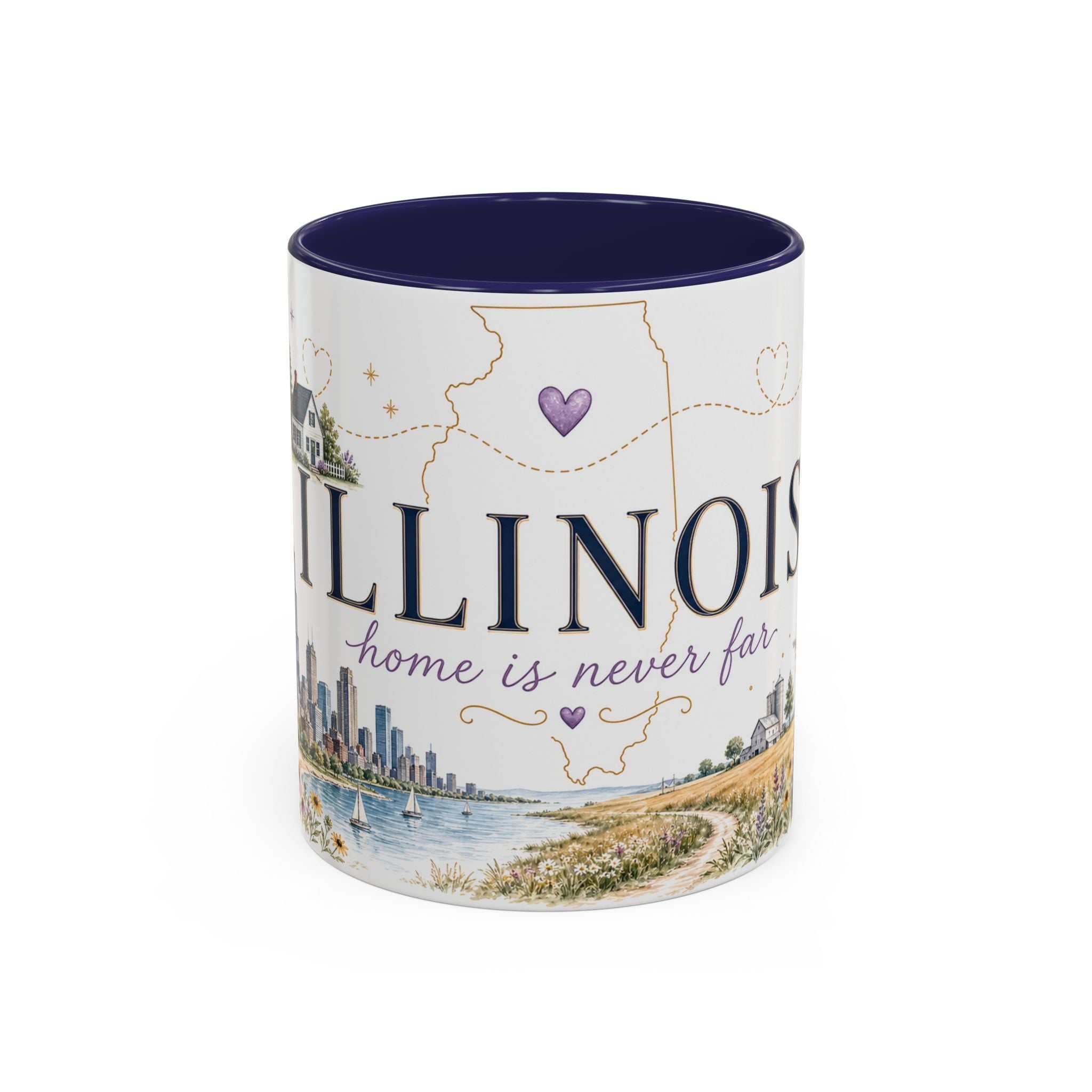 Illinois State Map Mug | Botanical Travel Sketch, Moving Away Gift (11oz 15oz)